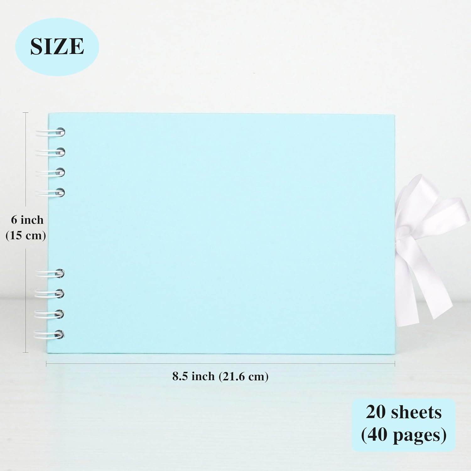 Scrapbook Album Photo Book with 20 Sheets White Pages 8.5X6 Inch Scrapbooking with Corner Stickers for Wedding Baby Shower Birthday Travelling, Blue image number 3