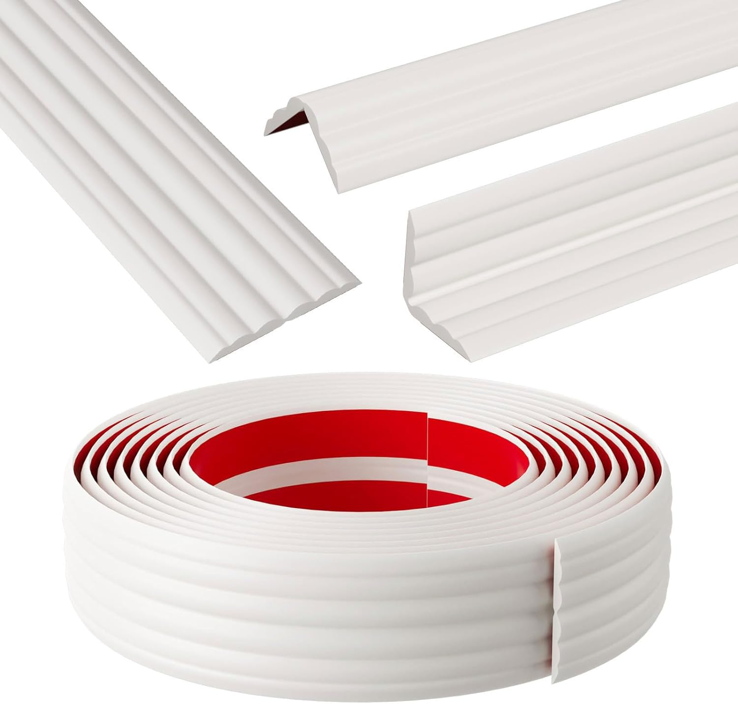 Corner Protector, Baby Safety Edge Guard, Peel and Stick Corner Trim Moulding, Self-Adhesive for Furniture, Wall, Table, and Cabinet - 1.6&rdquo; W X 20&rsquo; L, White image number 2