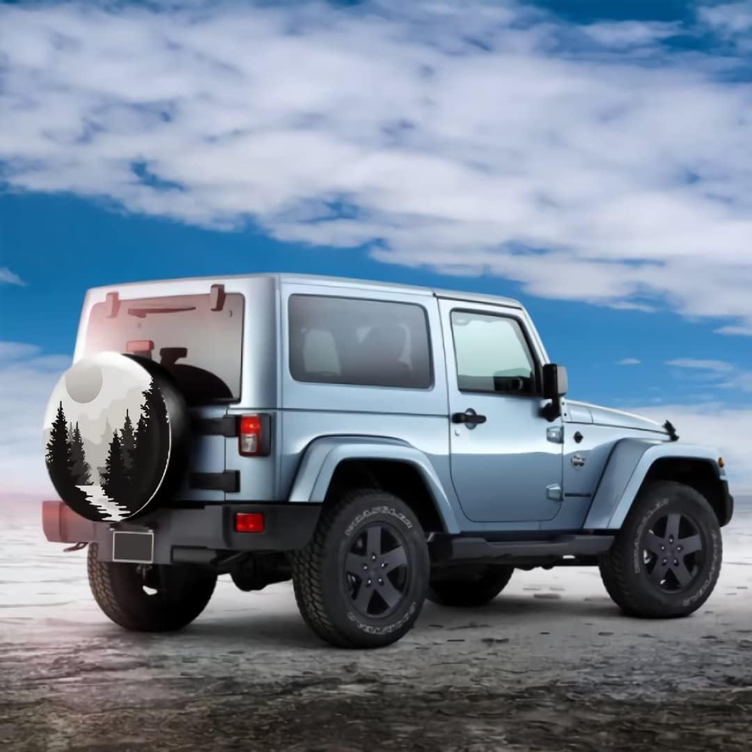 Abstract Moon Spare Tire Cover Mountain Tree Waterproof Dust-Proof Universal Spare Wheel Tire Covers 15 Inch Fit for RV Trailer Truck Jeep Rv SUV Truck Camper Travel Trailer Accessories image number 5