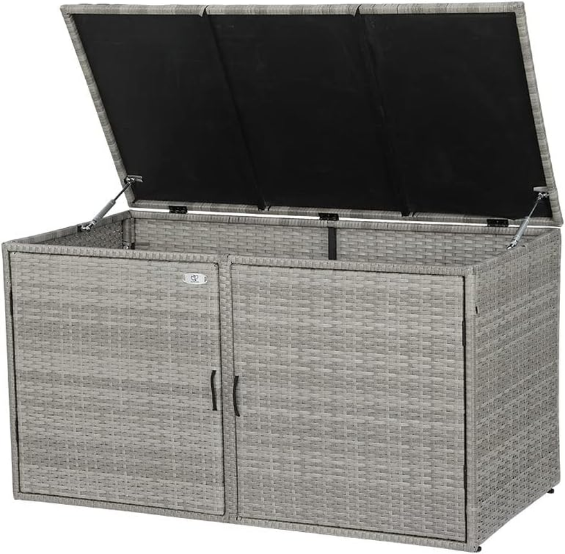 Gardeon Outdoor Storage Cabinet, 63Cm Tall Wicker Cupboard Tool Box Garden Shed Shelving Storages Bench Tools Chest Organiser Home Furniture Garage Setting, Lockable Adjustable Shelves Grey image number 1