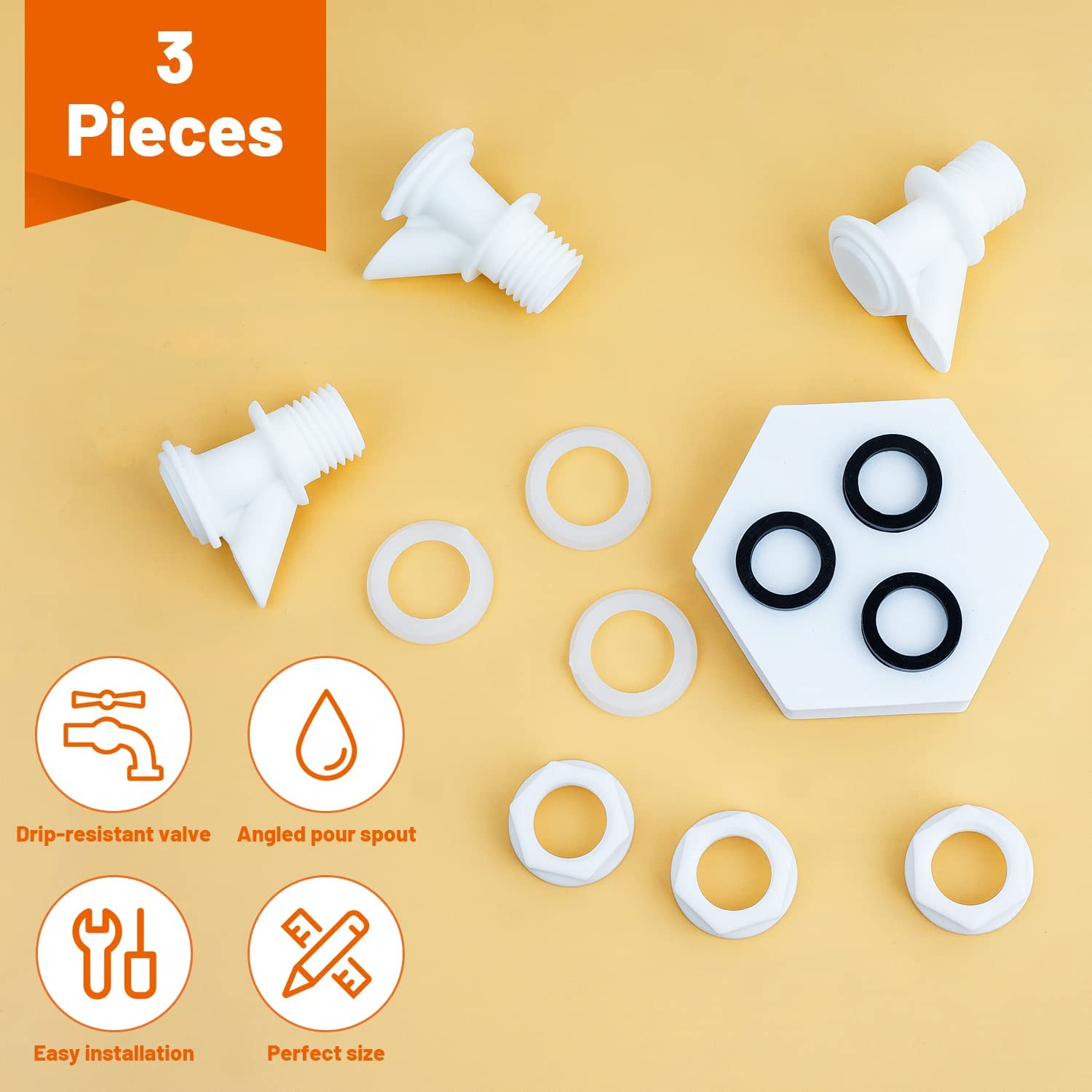 Push-Button Spigot Replacement, Compatible with Igloo 2-10 Gallon Water Coolers, Durable Beverage Jugs (3 Pack) image number 5