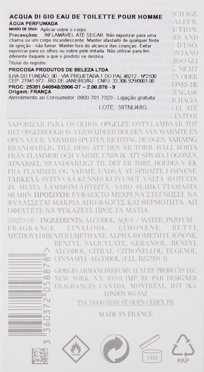 Giorgio Armani Acqua Di Gio Eau De Toilette Spray 3.4 Oz / 100 Ml, 282 G image number 2