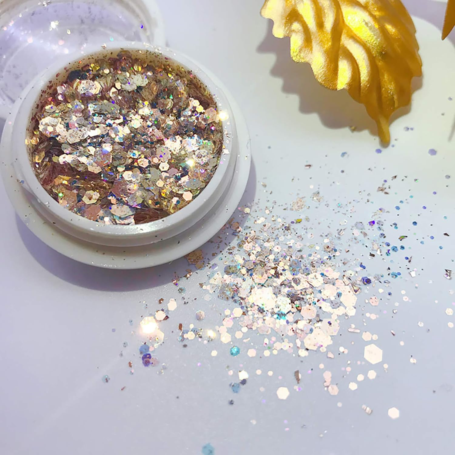 3 Boxes Nail Art Sequins Jewelry Coarse and Fine Glitter Mix Colorful Nail Stickers image number 1