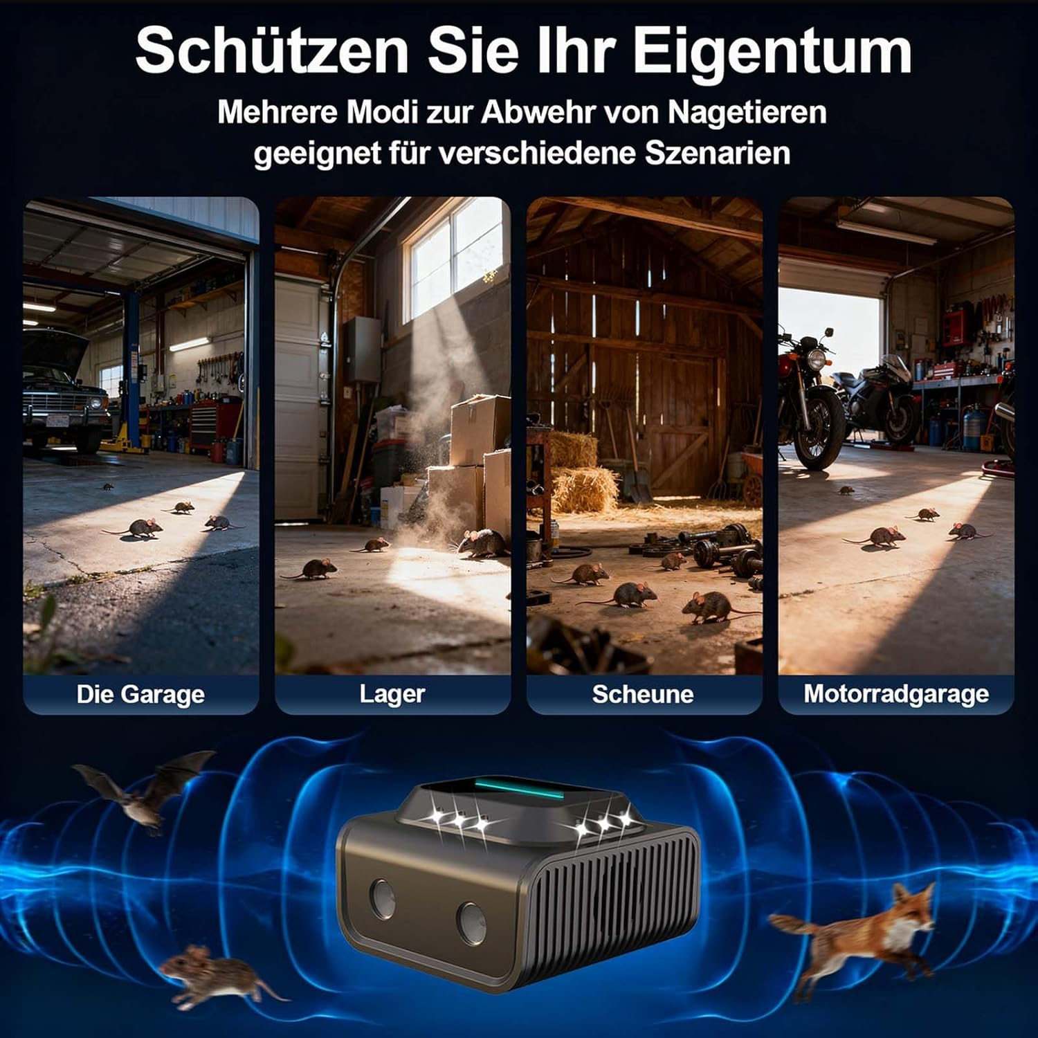 Marten Deterrent with LED Flash Light, Marten Deterrent Attic, USB Ultrasonic Mouse and Rats, Martens Repel 360&deg; Ultrasound Mouse Repellent, Martens Deterrent House, House, Garden, Garage, 3 Working image number 2