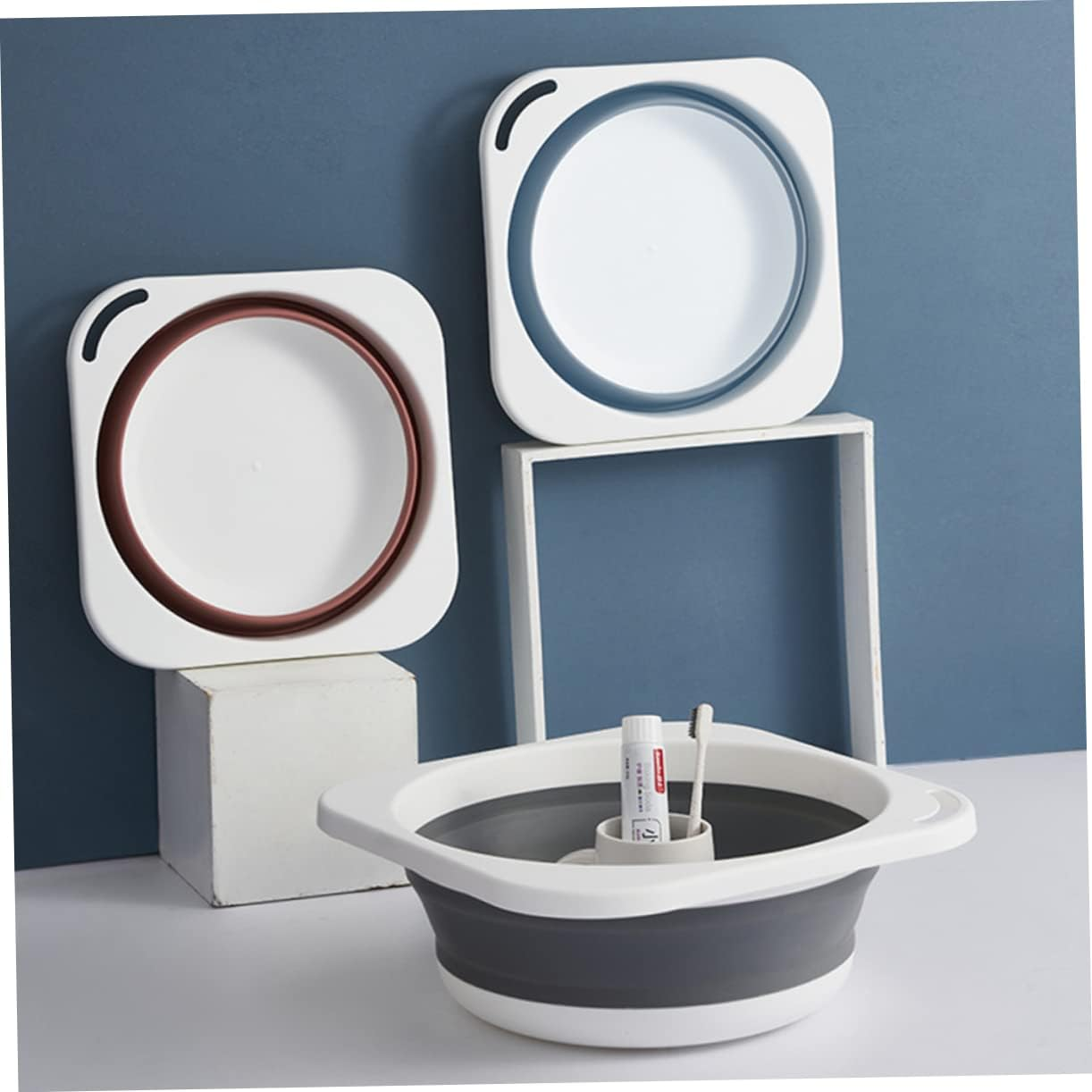 MOTHNUR Multi Use Collapsible Wash Basin Portable Bathroom Kitchen Sink for Face Wash Laundry Lightweight Durable Space Saving Design Medium Pink image number 2