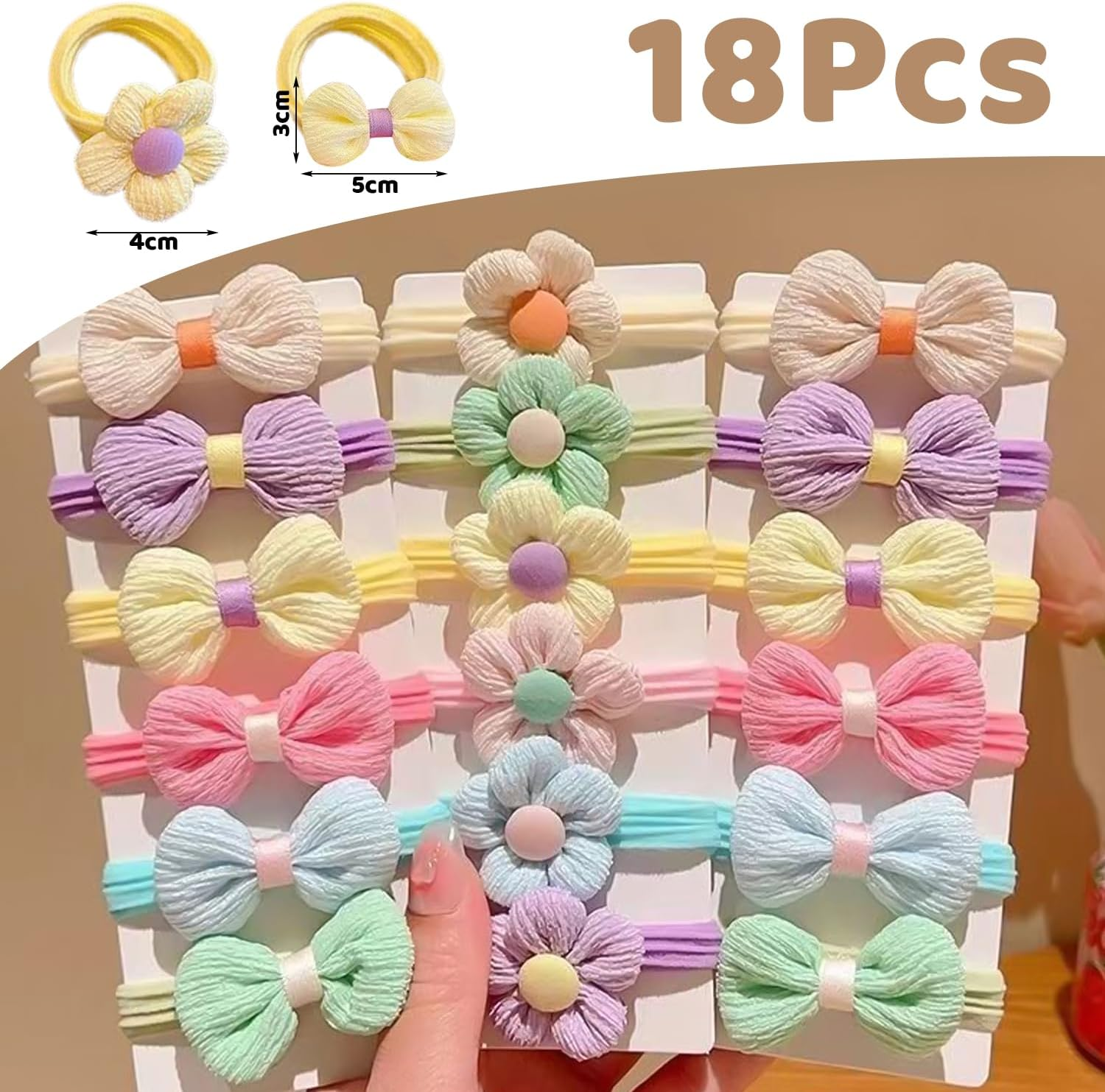 Pack of 18 Hair Loops, Highly Elastic Headwear Elastic Bands, Soft and Not Hurting for the Hair Rope, Suitable for Tying Ponytails and Meatball Heads. image number 3