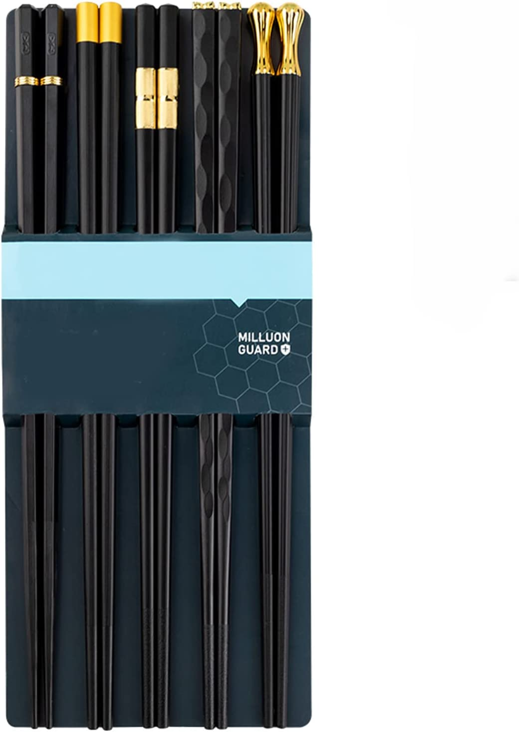 Chopsticks, Reusable Chopsticks, 5 Pairs Dishwasher Safe Metal Chopsticks, Easy to Use, Square Lightweight Chop Sticks, Gift Set image number 1