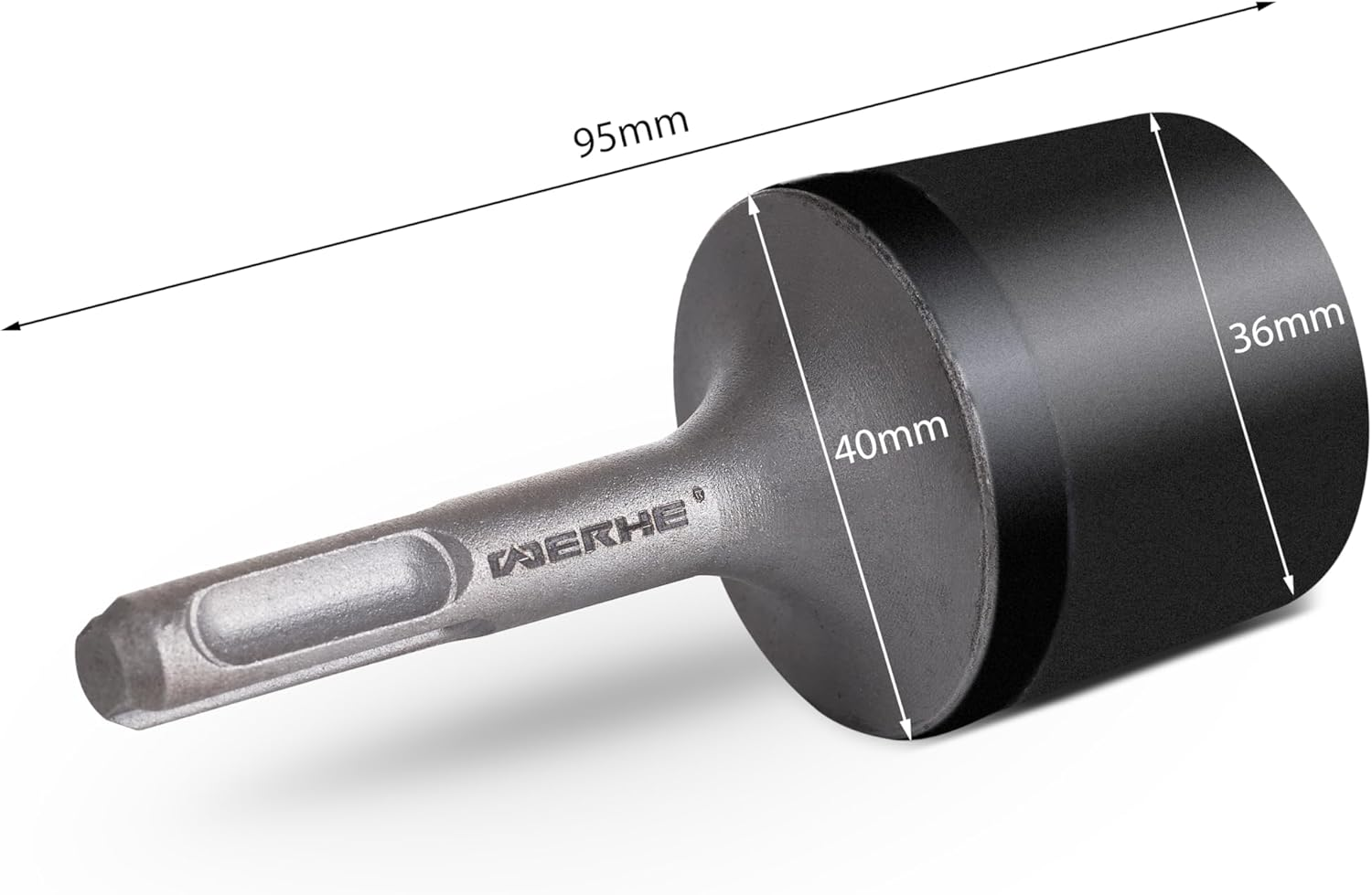 WERHE&reg; SDS plus Rubber Hammer for Hammer Drill with Diameter 36 Mm Diameter - Rubber Hammer Ideal for Working on Sheet Metal, Paving Stones, Piles image number 3