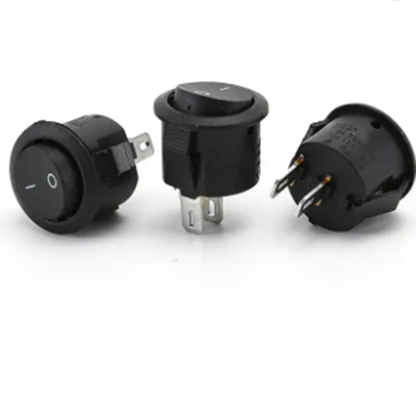 10 PCS round Rocker Switch on Off, Mini Circle Toggle Switch AC 10A/125V 6A/ 250V, 16.5Mm On/Off Button AC Terminal SPST Rocker Switch Waterproof Cap Switcher round Panel Starter Power Switches, KCD1 image number 2