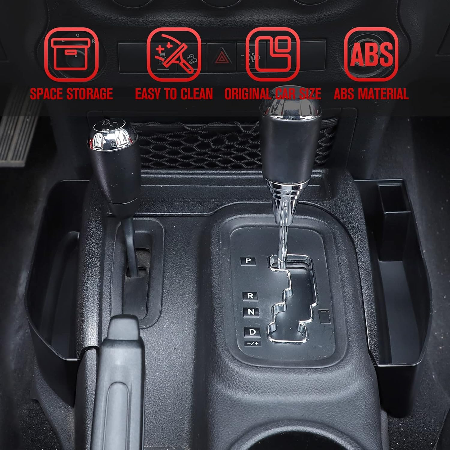 Jecar JK Storage Box Gear Tray Auto Transmission Storage Organizer Interior Accessories for Jeep Wrangler 2011-2018 JK JKU, Black image number 2
