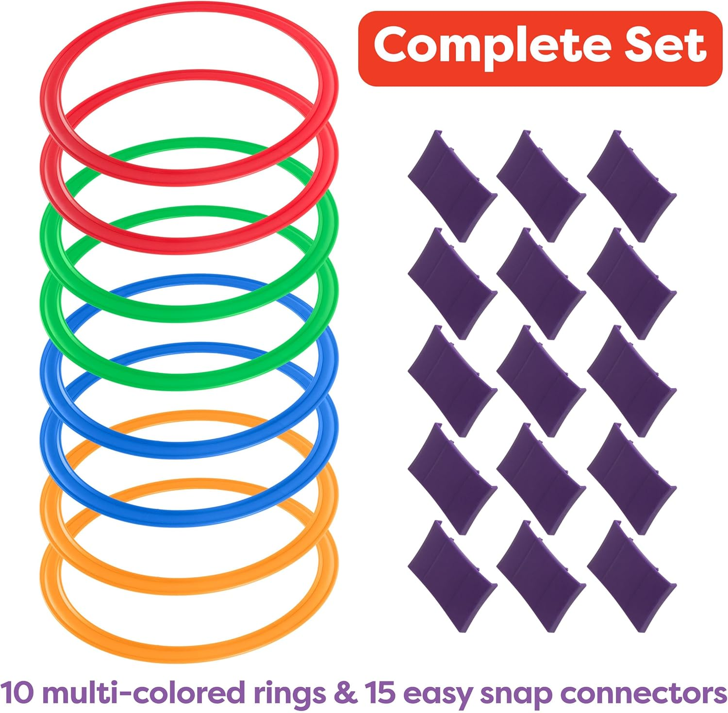 Hey! Play! Hopscotch Ring Game-10 Multi-Colored Plastic Rings and 15 Connectors for Indoor or Outdoor Use-Fun Creative Play Set for Girls and Boys image number 5