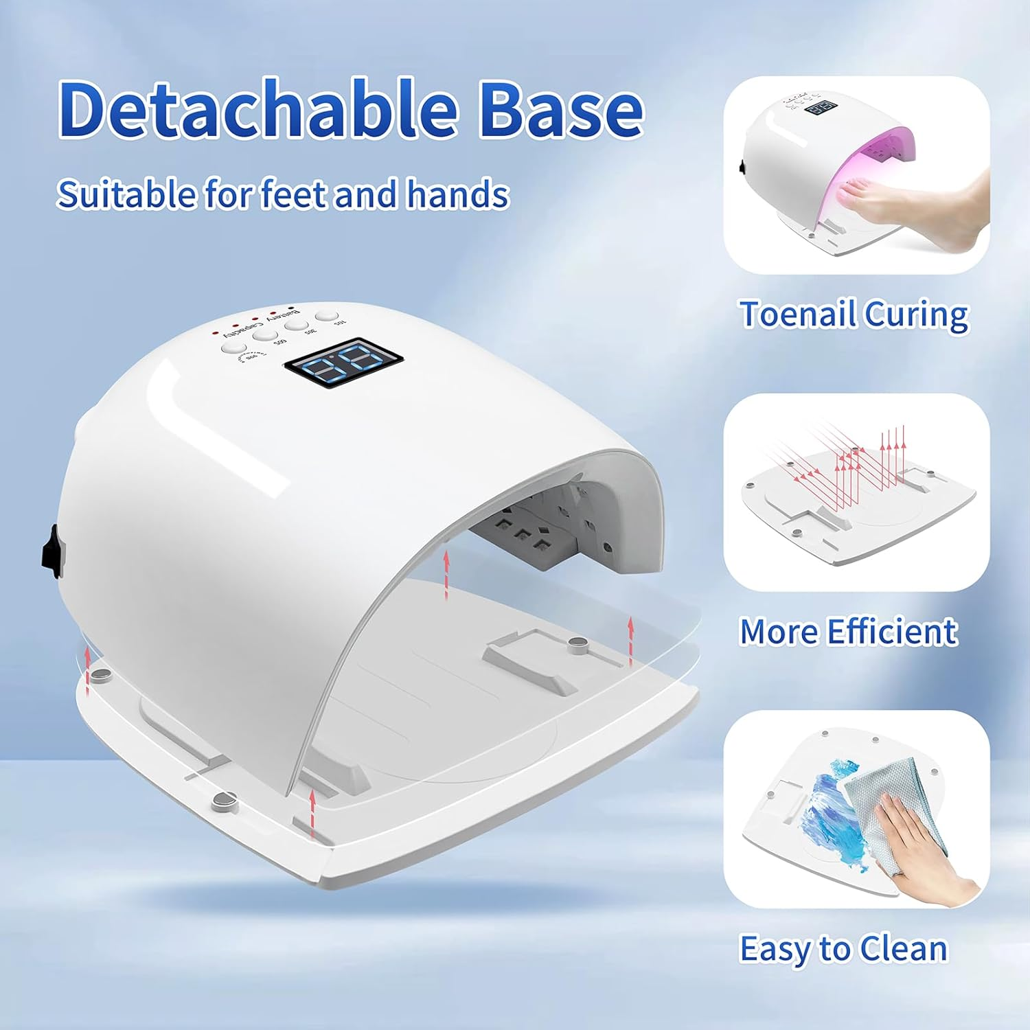 BIDUO UV LED Nail Lamp, 86W Rechargeable Cordless Nail Dryer, 52 Lamp Beads 4 Timers Settings & Auto Sensor, Professional Gel Polish UV LED Nail Light for Salon & Home (White) image number 1