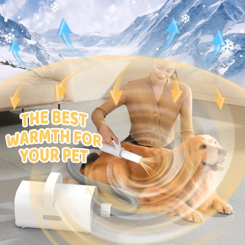 Dog Dryer, Pet Hair Dryer with Adjustable Wind Speed and Temperature Control, 4 Different Nozzles, Quiet Dog Blow Dryer, Quiet Blower for Dogs & Cats, Pet Fan image number 2