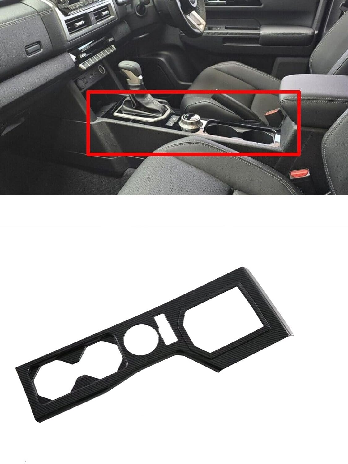 GZBFTDH Carbon Fiber Gear Shift Panel Cover Accessories for Mitsubishi Triton 2024 2025, Car Parts Protector Guard Plate ABS