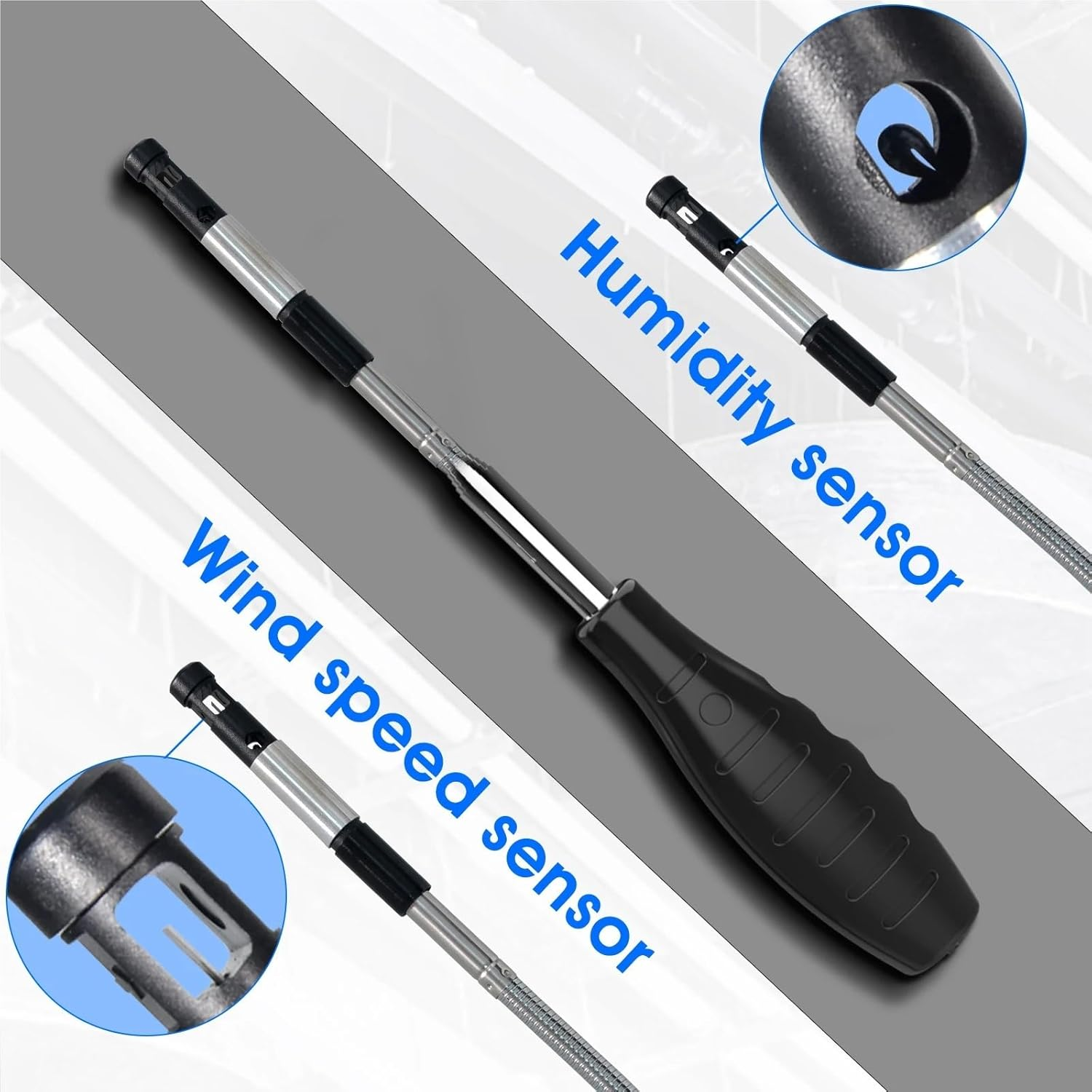 Digital Anemometer, High Precision Wind Speed Temperature Velocity Tester with Retractable Sensor Range0.1-30M/S image number 4