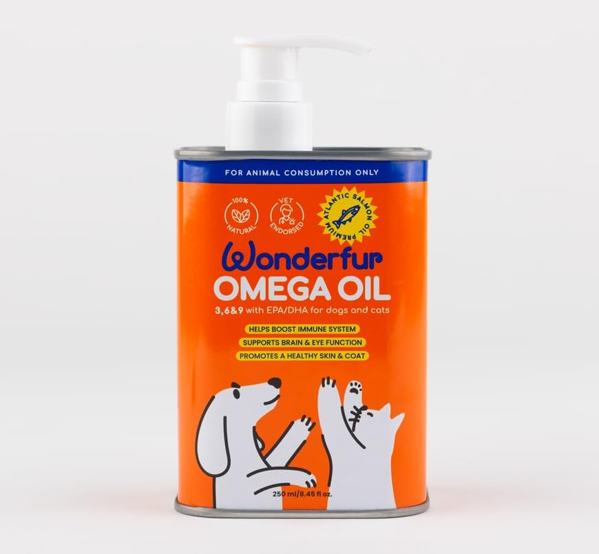 Wonderfur Omega Oil for Dogs and Cats &ndash; Natural Omega 3, 6, 9 Tasmanian Atlantic Salmon Fish Oil Supplement for Skin, Coat, Joint, and Immune Support &ndash; Australian-Made Pet Health Product image number 1