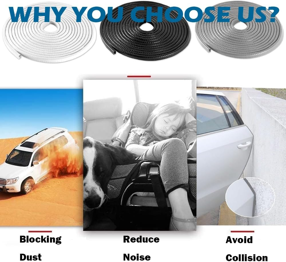 Car Door Edge Guards,16.4Ft (5M) Universal Rubber U Shape Edge Trim,Car Door Protector Edge,No Glue Automotive Door Edge Guard,Automotive Trim,For Cars,Bread Car,Suv (Gray) image number 1