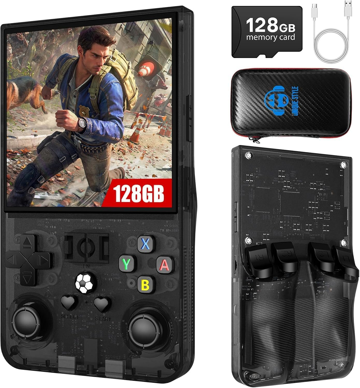 2025 New Upgrade R36MAX Retro Handheld Game Console with 128GB Built-In 22000 Classic Games, Portable Hand Held Open Source Linux System 4.0-In 4K HD IPS Screen Video Player -Black 128GB image number 6