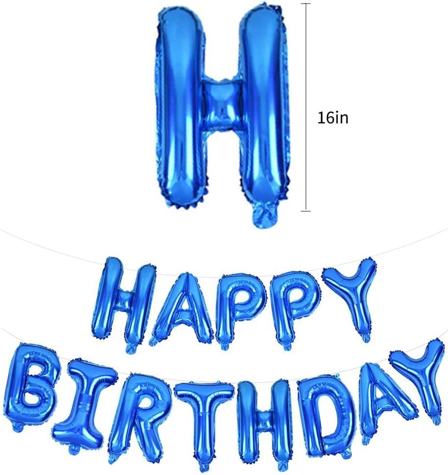 Dark Blue Happy Birthday Balloons Banner,16 Inch Mylar Foil Letters Sign,Reusable Balloons for Women, Men, Boys & Girls Birthday Decorations Party Supplies image number 4