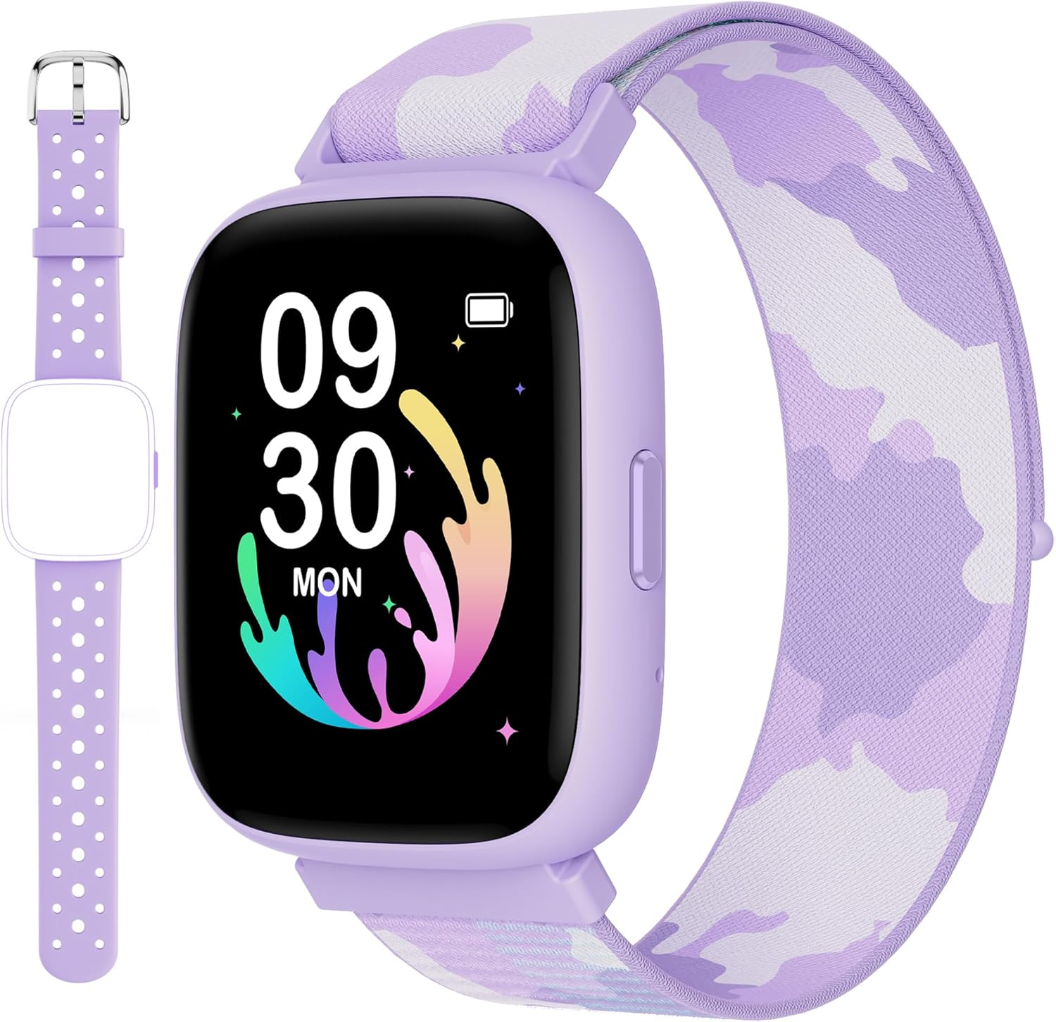 BIGGERFIVE Smart Watch for Kids, 1.8" Fitness Tracker Watch Pedometer, IP68 Waterproof, Sleep Monitor, Calorie Step Counter, 5 Puzzle Games With/Without APP for Girls Teens 5-16, Nylon