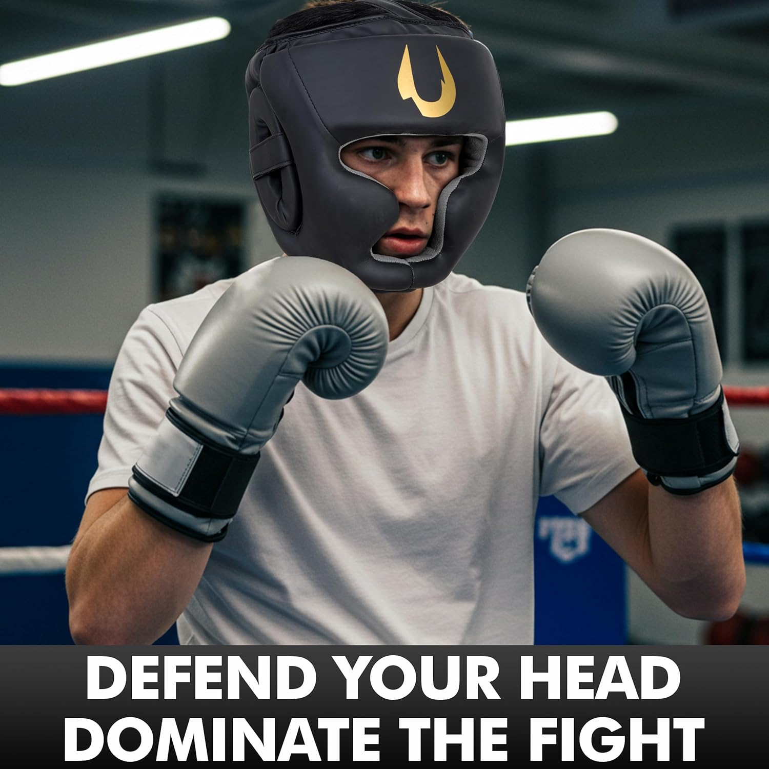 Boxing Headguard &ndash; Adjustable Muay Thai Headgear for Men & Women - Cheeks Ear Chin Protection &ndash; MMA Training Head Guard for Kickboxing & Martial Arts image number 1