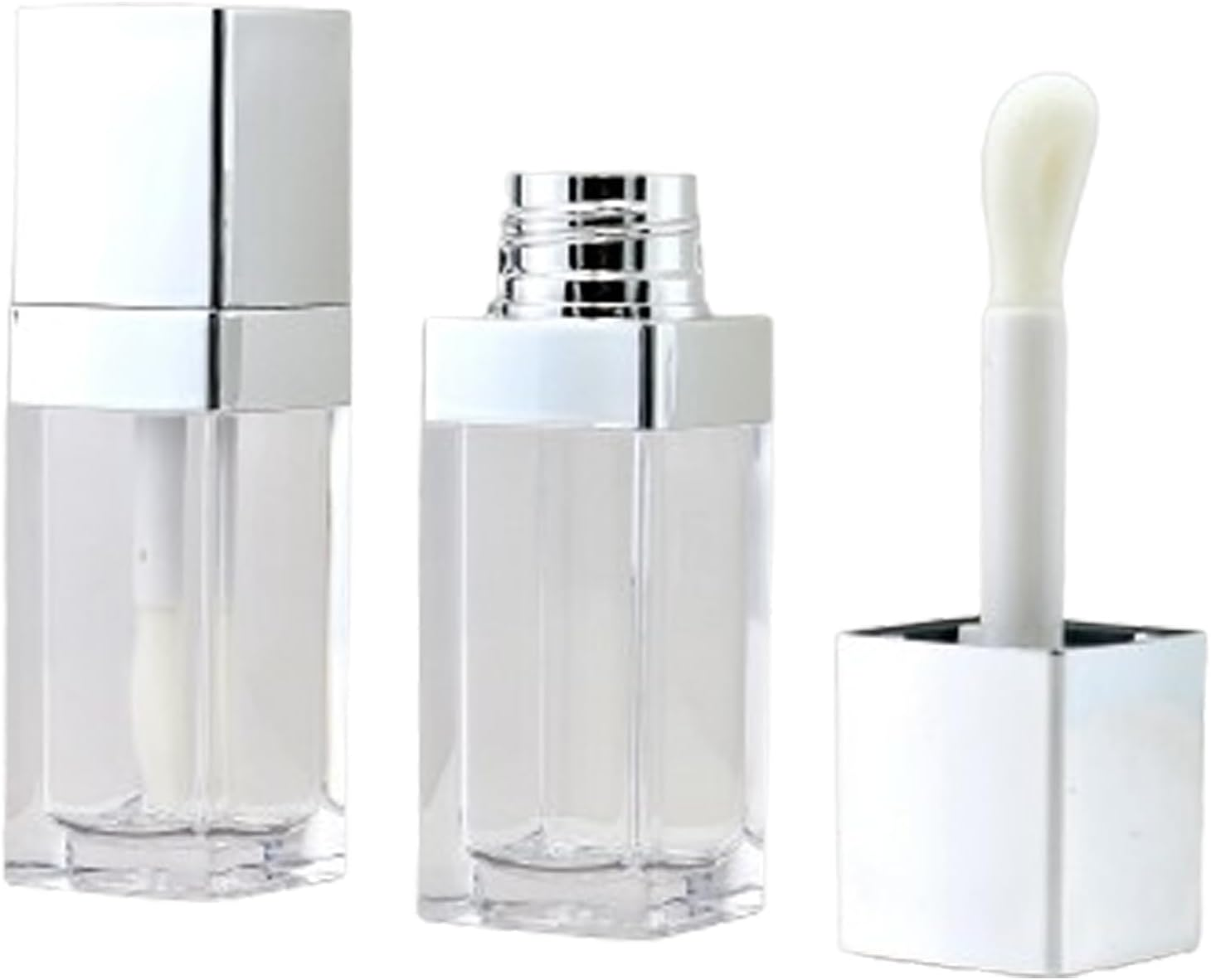2 Pcs 10Ml Square Lip Gloss Tubes Empty Lip Oil Containers with Wand Liquid Lipstick Sample Container Lipstick Vials Bottle image number 1