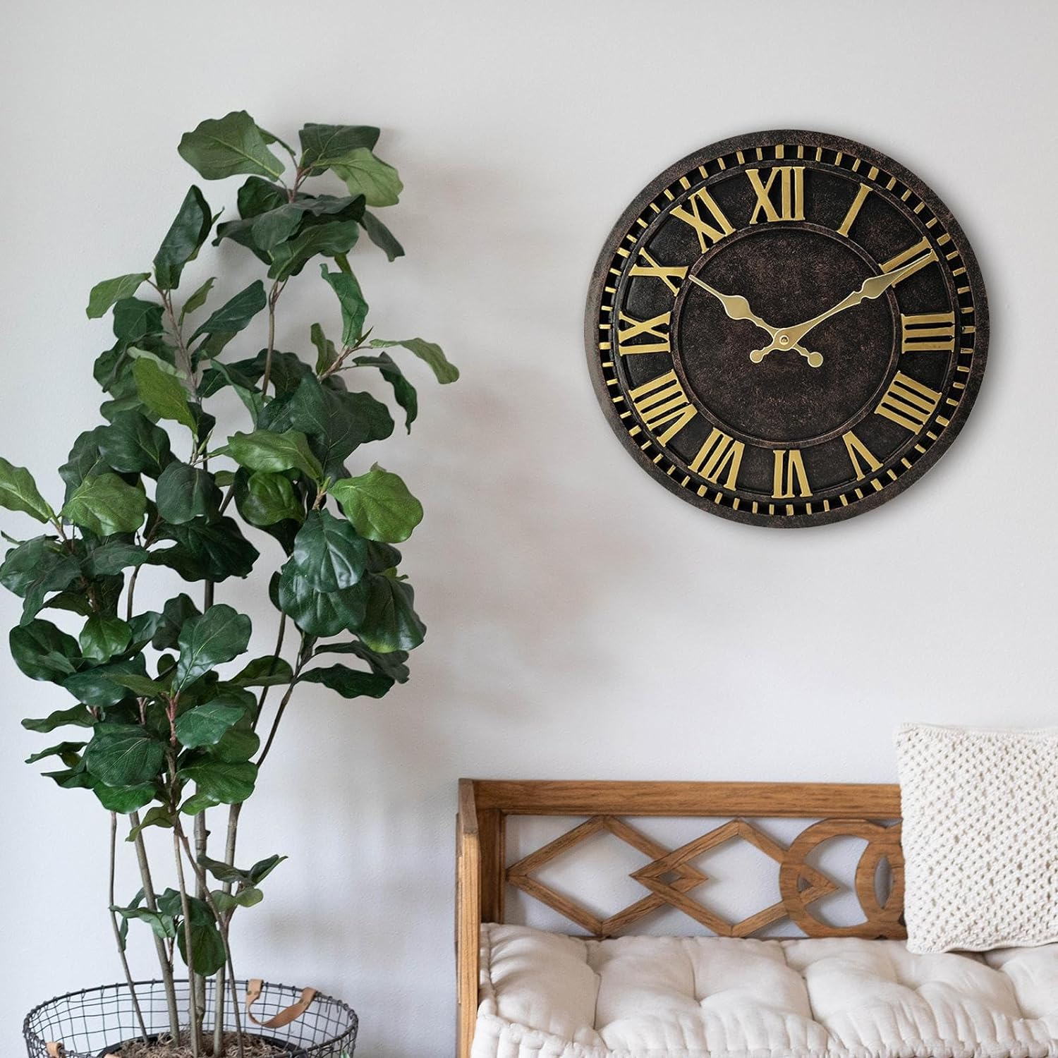 Outdoor Wall Clock Vintage Waterproof Garage Fence Lawn Garden Office Yard 12" image number 2