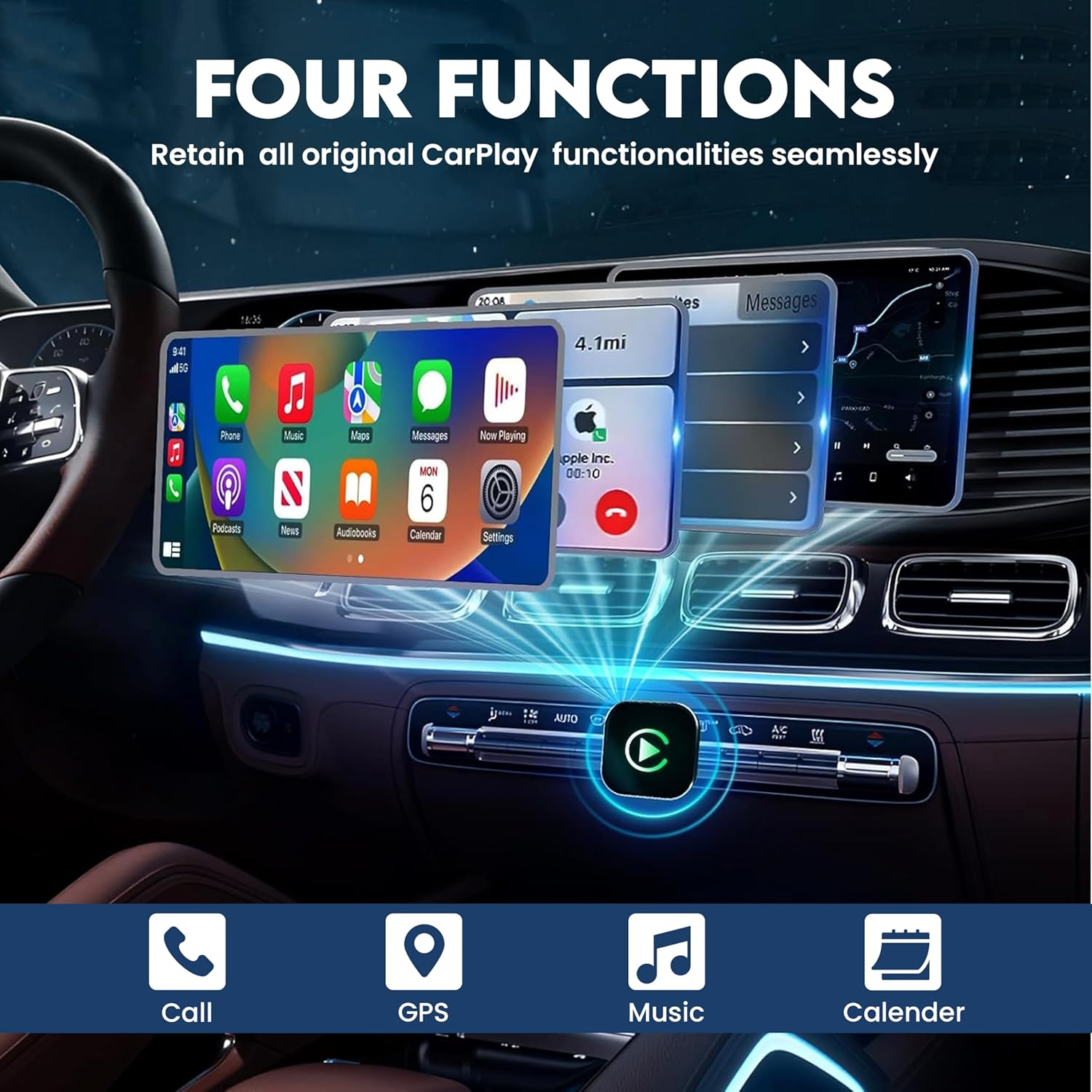 Wireless Carplay Adapter 2025 Upgrade, Converts Wired Carplay to Wireless for Iphone, Plug & Play, Fast & Stable Connection, Mini USB/USB-C Design, Compatible with Cars after 2016 (Ios Only)