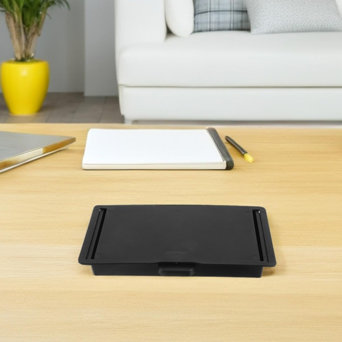 OSALADI 2Pcs under Desk Storage Drawer Organizer Sliding Cabinet Organizer Self-Adhesive Black Plastic Pull-Out Storage Box for Office and Kitchen Workspace Organization image number 6