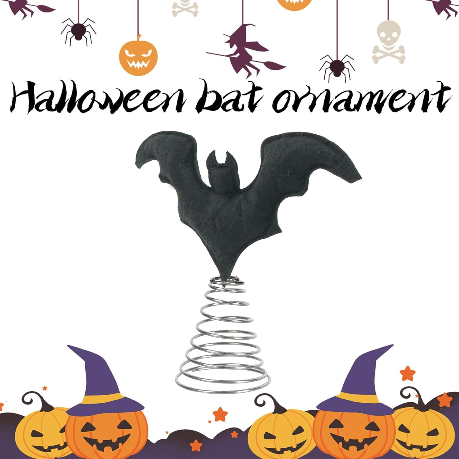 Tree Topper | Home Festive Bat Ornament - Indoor Outdoor Mini Halloween Decorations for Entryway Window Holiday Decoration image number 5