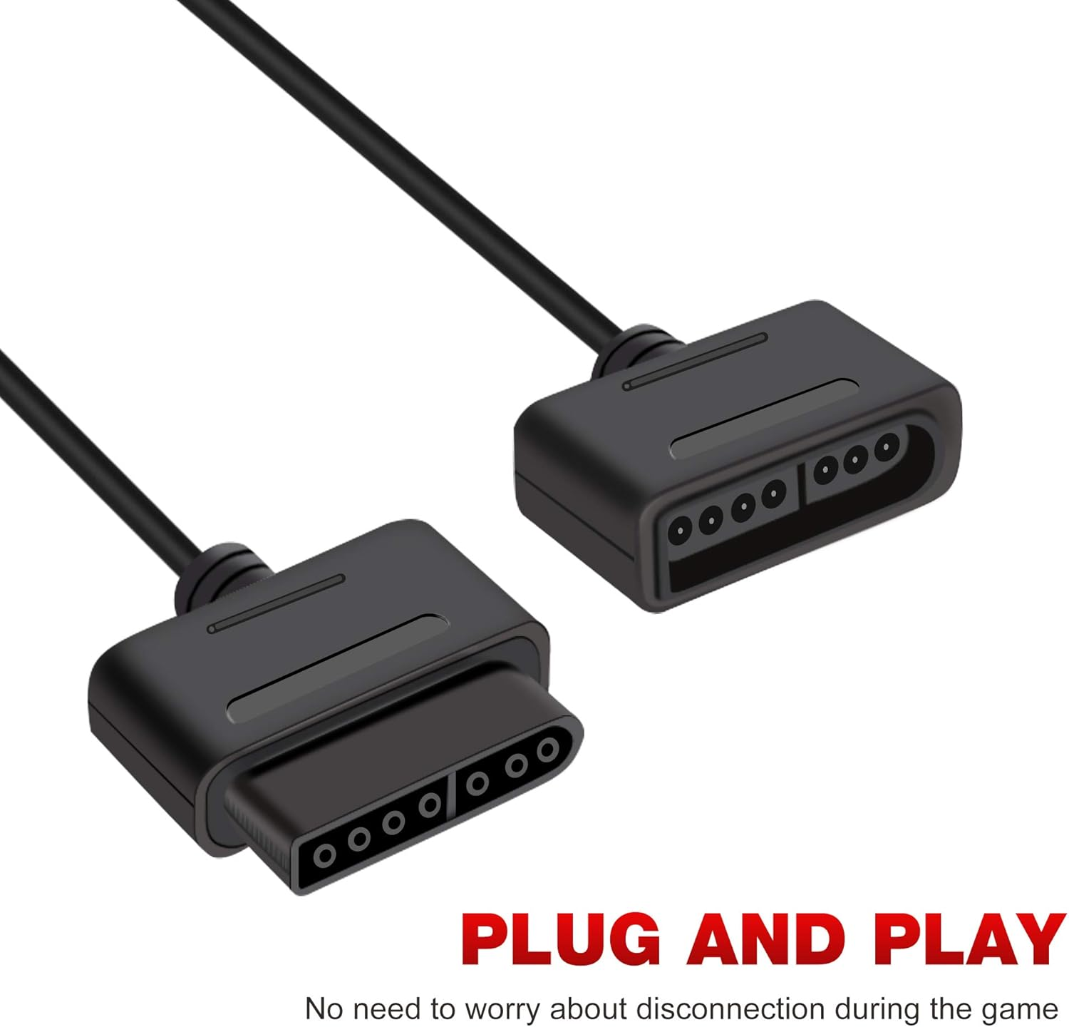 2Pack 6Ft SNES Controller Extension Cable for Retro-Bit SNES Super Nintendo Entertainment System Console image number 1
