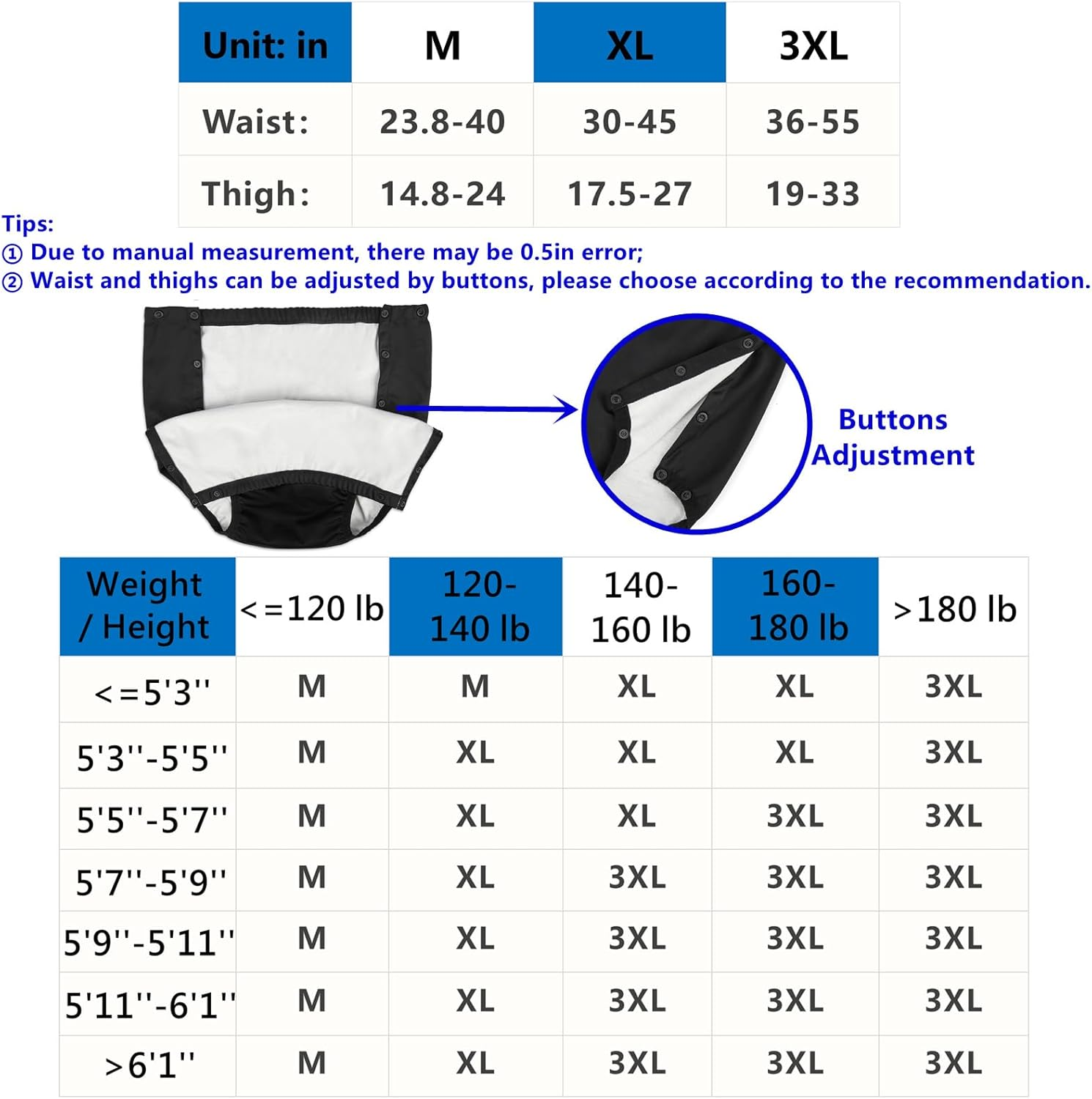 Adult Diaper Covers Waterproof, Reusable Plastic Rubber Pants for Incontinence, Leak Proof Protective Underwear Adjustable (XL) image number 5