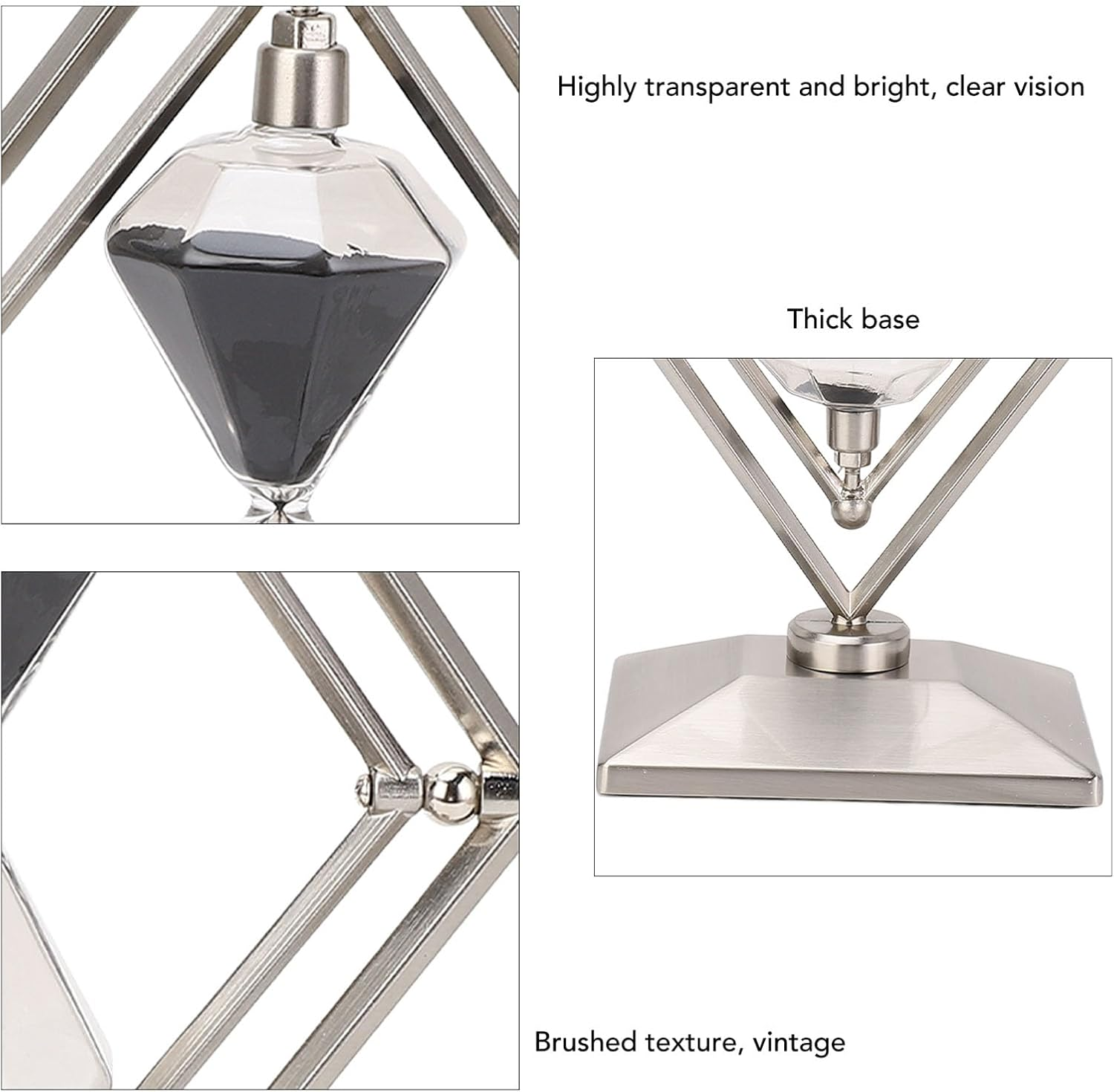 Retro Sandglass Watch, 30 Minute Rotatable Sand Clock Study Accessories Metal Hourglass Timer for Desk Bookshelf