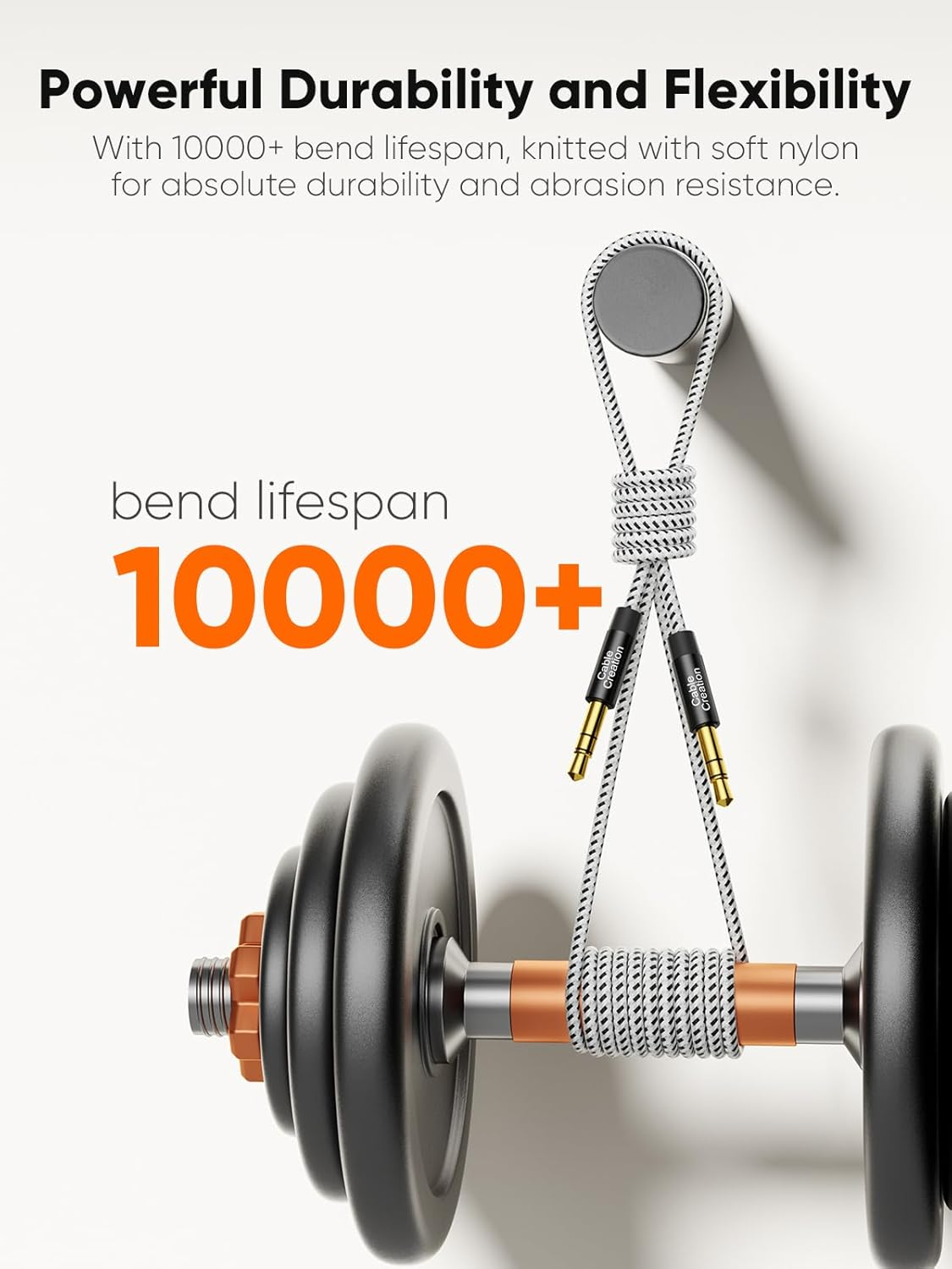 Cablecreation 20FT/6M Aux Cable, 3.5Mm Male to Male, Hi-Fi Sound, Cotton Braided, Tangle-Free, Compatible with Headphone, Speaker, Tablet, Laptop, Echo, Phone & More image number 3