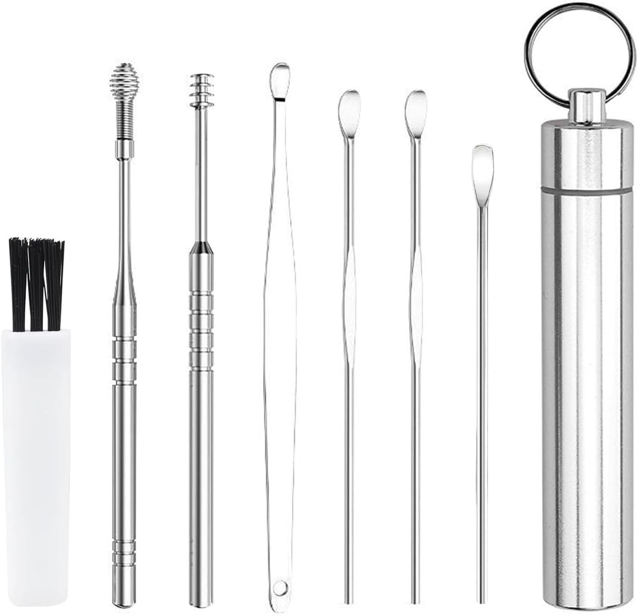 7 Pcs Ear Pick Earwax Removal Kit, Ear Cleansing Tool Set, Ear Curette Ear Wax Remover Tool with Cleaning Brush & Storage Box, Stainless Steel Ear Wax Remover Cleaner, Earpick Tool Set image number 4