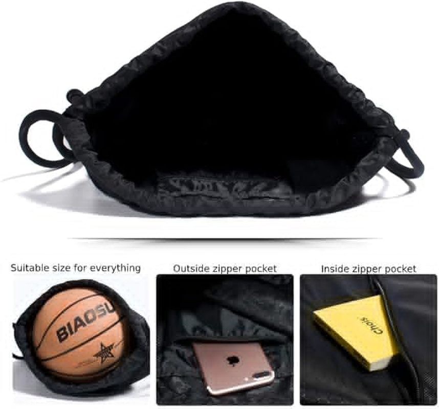 Drawstring Backpack String Bag, 1Pc Gym Drawstring Bag,Sport Gym Sack Drawstring Backpack Bag,Drawstring Backpack Gym String Bag,Drawstring Backpack Zip Water Resistant Pocket String Sack Storage Bag image number 3
