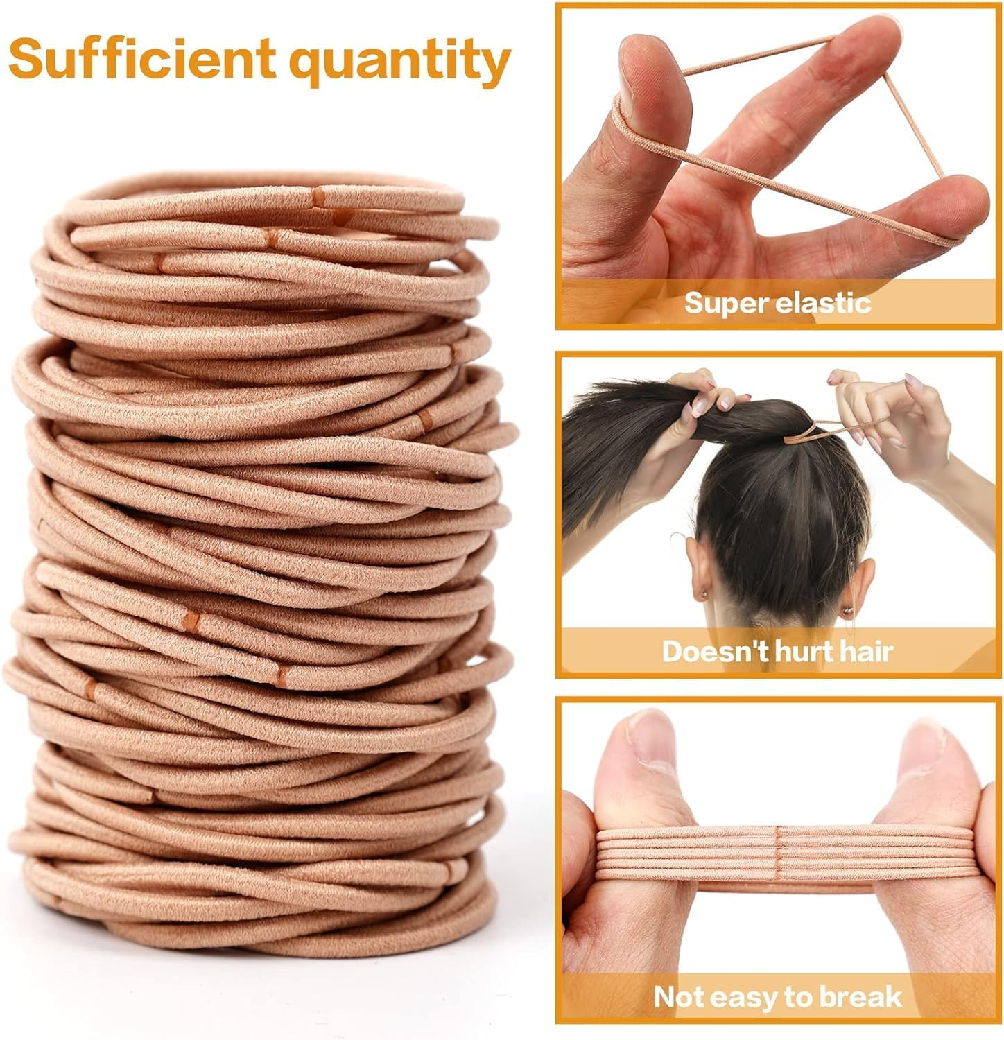 100Pcs Elastic Hair Bands, Small Elastic Hair Bobbles for Women, 2Mm Thin Hair Tie for Kids, Soft Hair Bands Withou Metal, Elastic Ponytail Holder (Pink) - Pink image number 6