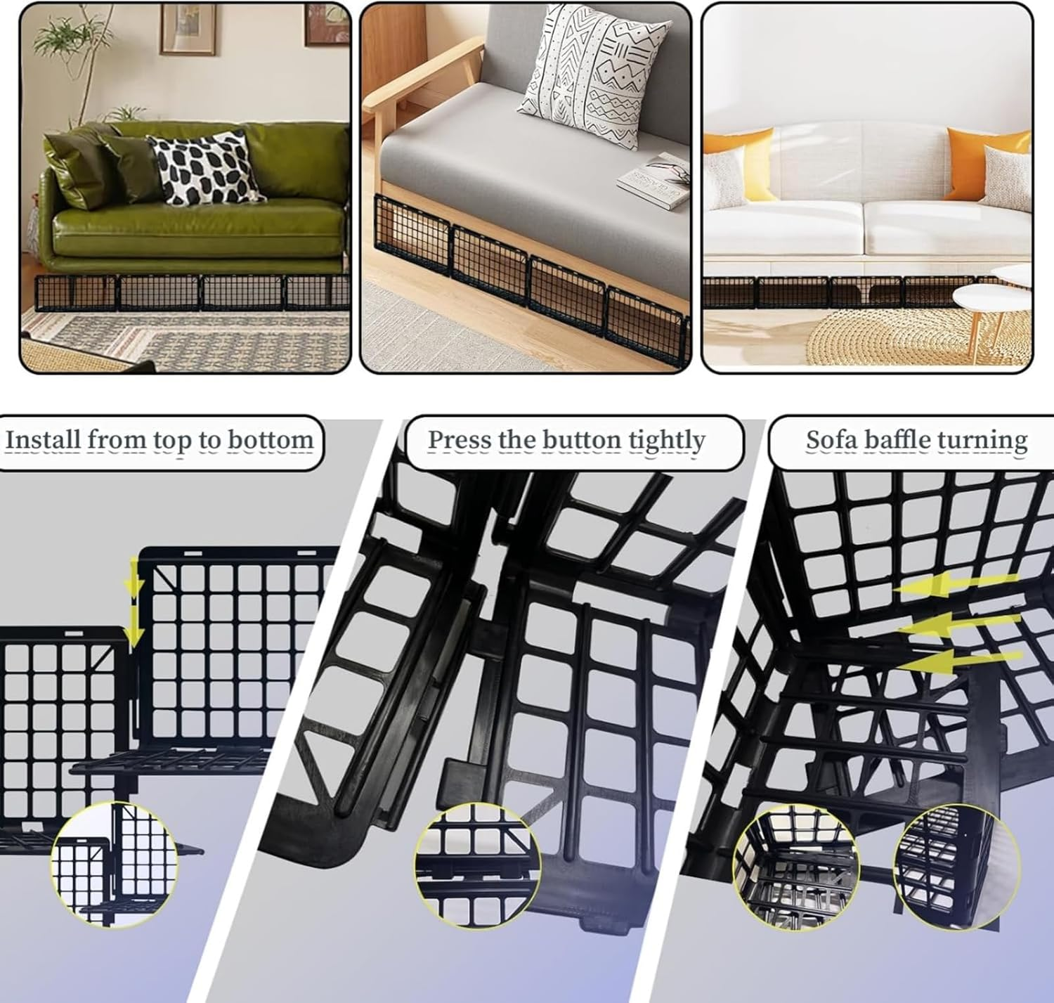 Under Couch Blocker, under Bed Blocker for Pets Toys Barrier,12 Pack Furniture Couch Guards Bumper for Stopping Cats Dogs from Getting under Sofa Gap,37 * 17Cm,Total Length 442Cm image number 3