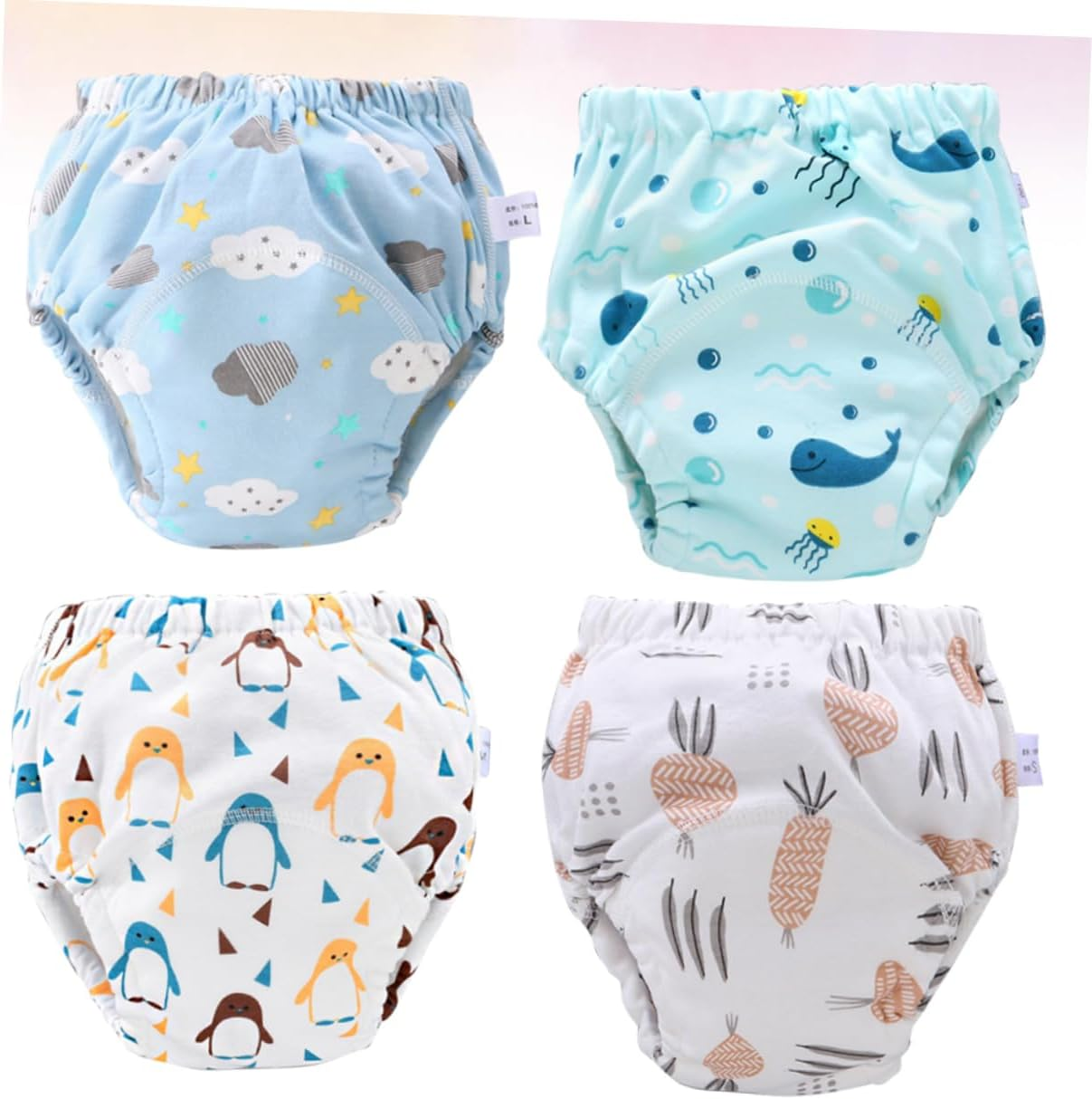 4Pcs Cotton Training Pants for Toddlers Breathable Diapers Nappy Pants Potty Learning for Boy Girl Washable image number 4