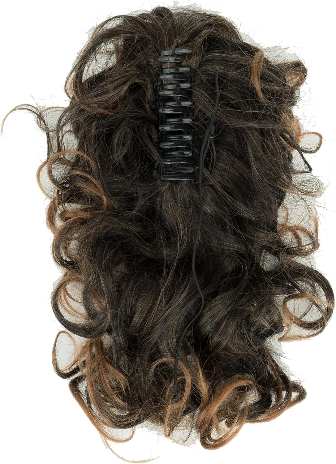 IMISSU Messy Curly Hair Short Claw Ponytail Hair Extensions Pony Tail Clip in Hairpieces (Black Ombre Copper) image number 3