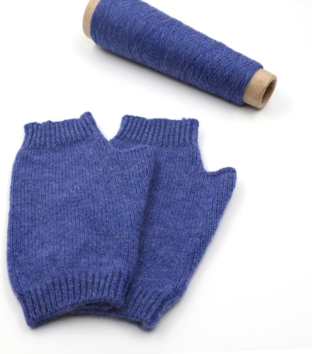 Imongol Pure Cashmere Women Men Unisex Fingerless Mittens Gloves Half Fingers, Thumb Hole Thick 3Ply Yarn