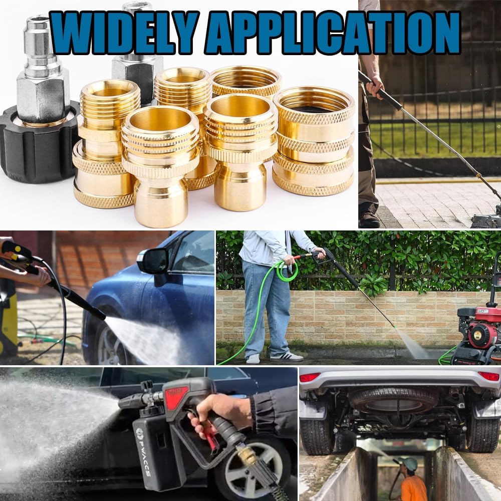 Yakamoz 8 Pack Pressure Washer Adapter Set, M22 Swivel to 3/8'' Quick Connect, 3/4" to Quick Release, Quick Disconnect Kit Suitable for Pressure Cleaning Machine Kit image number 1