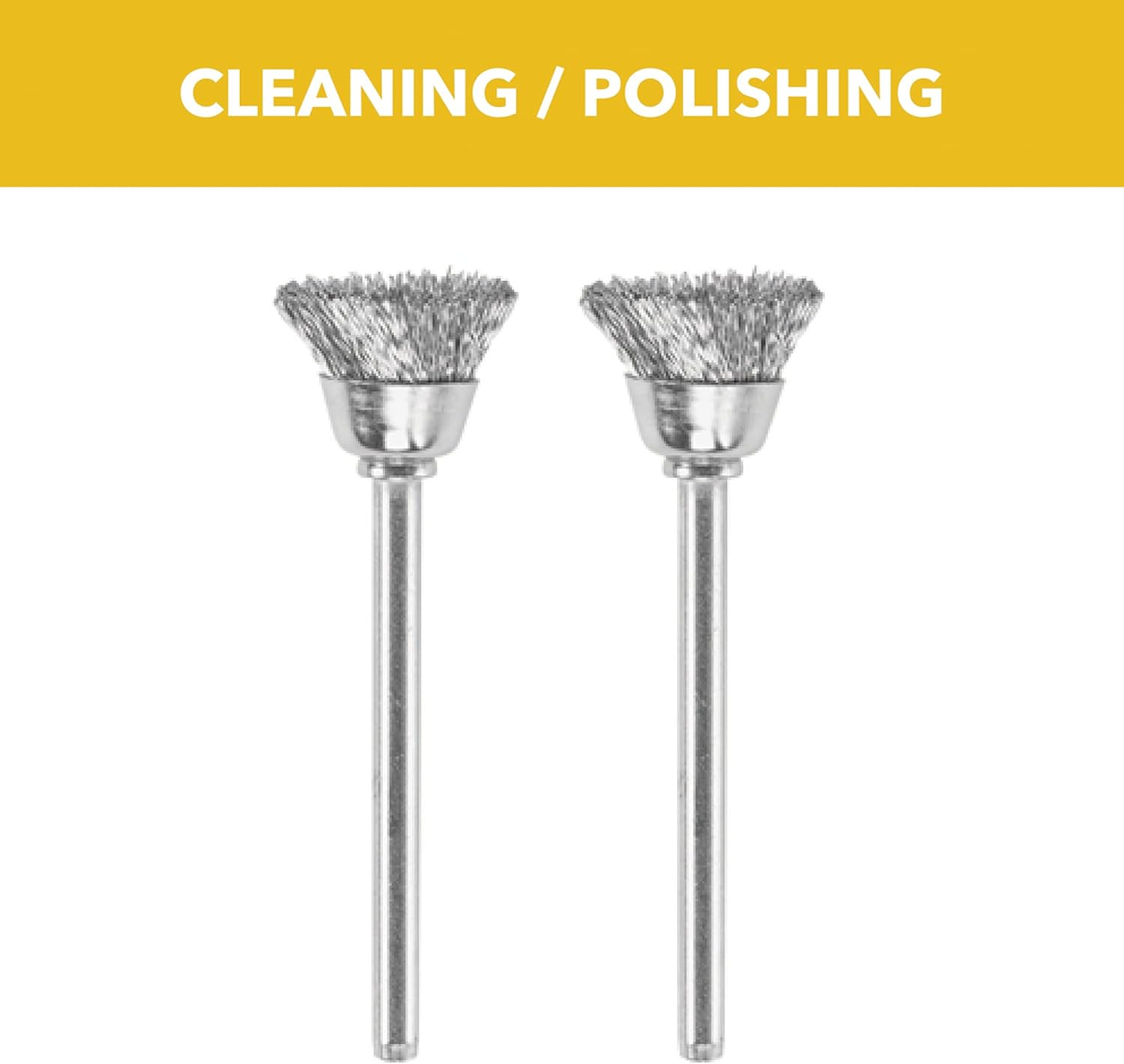 Dremel 442 Carbon Steel Brush Accessory Set, 2 Brushes (13 Mm) for Cleaning and Removing Rust of Metal image number 3