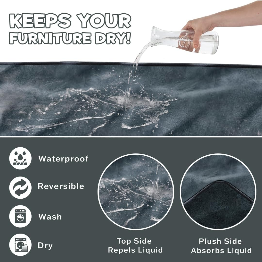 Anti-Anxiety Waterproof Pet Throw Blanket - Water Resistant, Splash-Proof for Dogs and Cats, Ideal for Large Dogs, Soft, Durable, Modern Style, Grey, 127Cmx152Cm image number 1