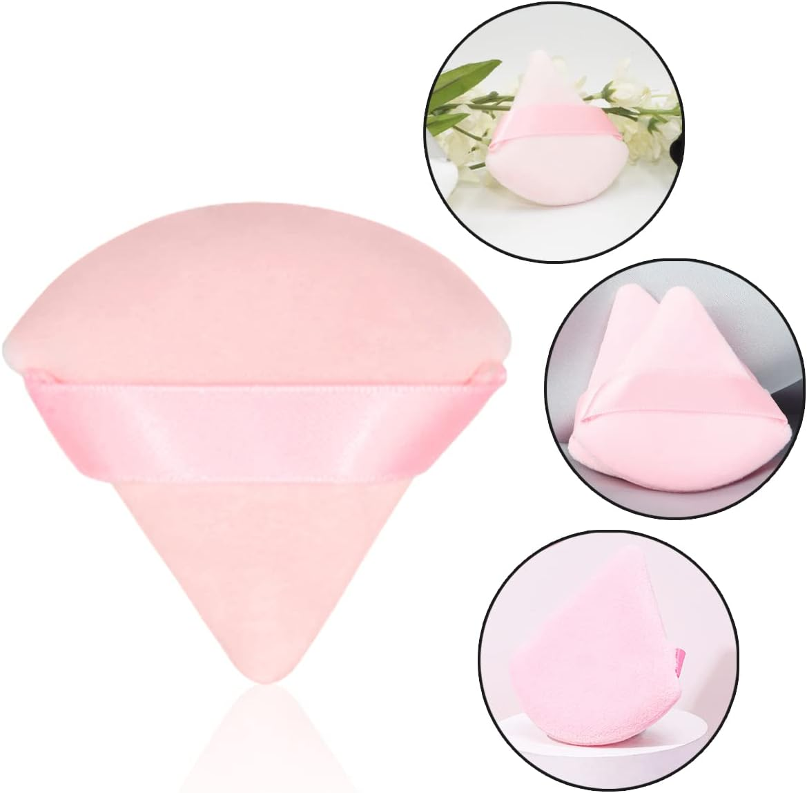 Powder Puff Pink Triangle Setting Powder Puffs Face Beauty Blender 2Pcs Makeup Sponge Face Make up Puff Soft Velour Loose Cosmetic Foundation Beauty Contouring image number 4