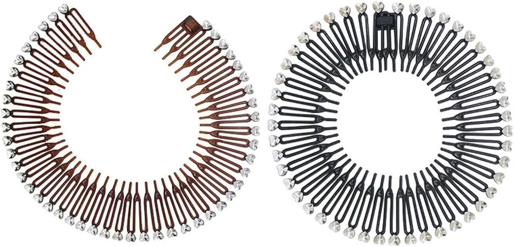 Full Circle Stretch Comb Teeth Spring Headband Woman Hairband Circles Dental Hair Adjustable N0W3 Fixed Rhinestone Headband Wash image number 5