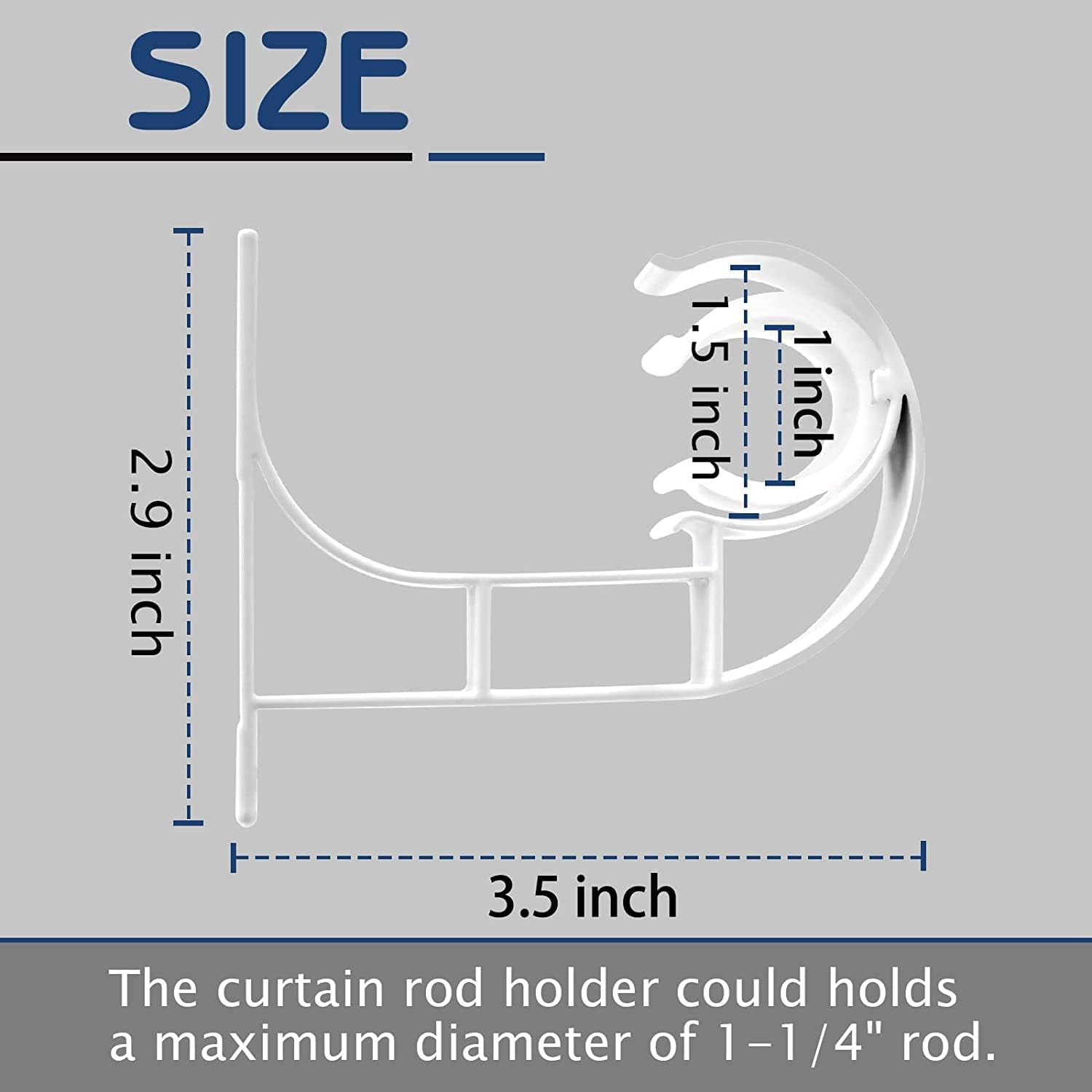 Curtain Rod Brackets Holders,6 Pack Ceiling Curtain Rod Brackets, White Curtain Rod Holder Hooks for 1 Inch Rod, Aluminum Alloy, Heavy Duty Ceiling Hooks for Curtains Shower Curtain Rod Bracket Hanger image number 3