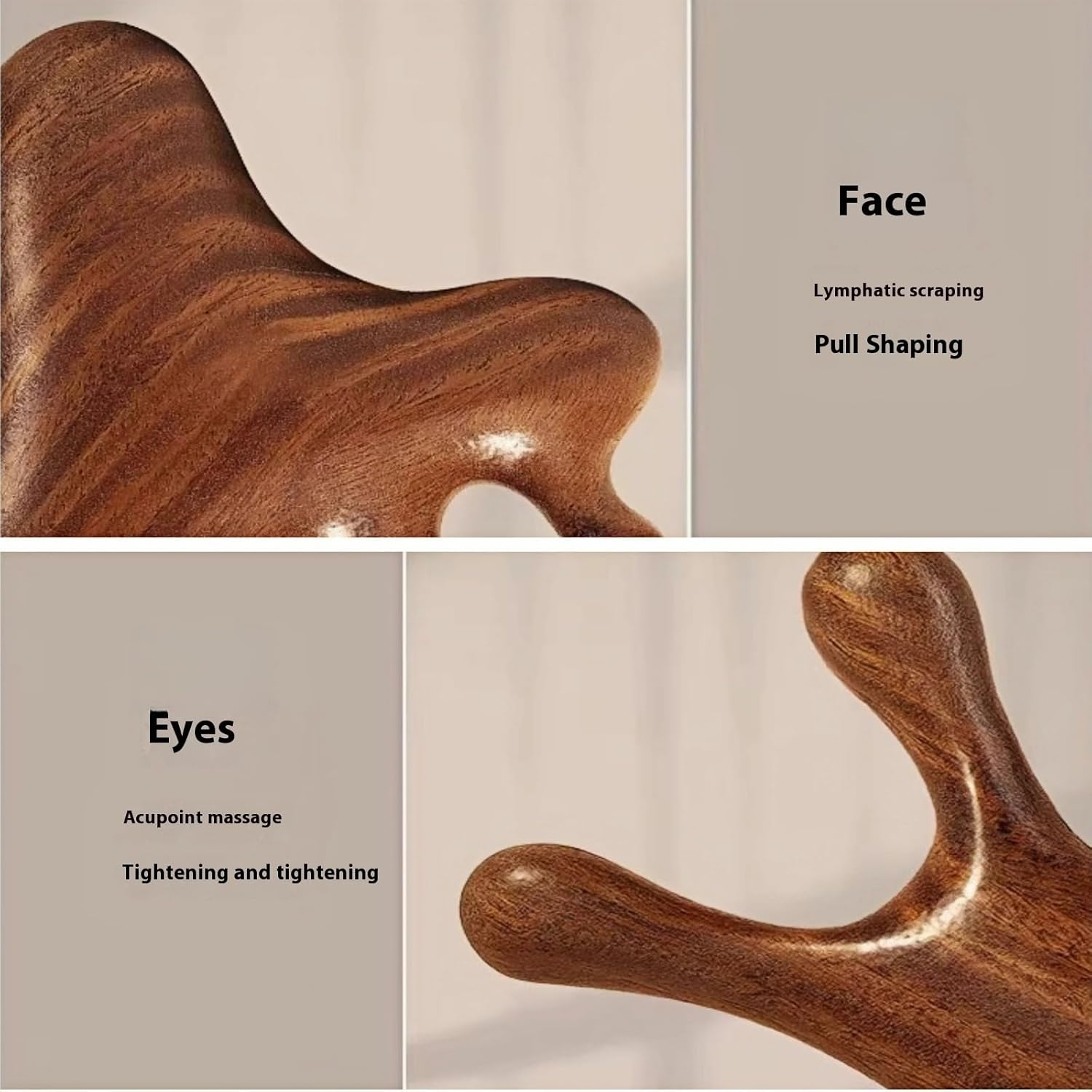 Sandalwood Gua Sha Massage Comb &ndash; Wooden Scalp & Face Massager for Acupressure, Stress Relief, Hair & Beard Care, Anti-Static Hair Comb for Men & Women