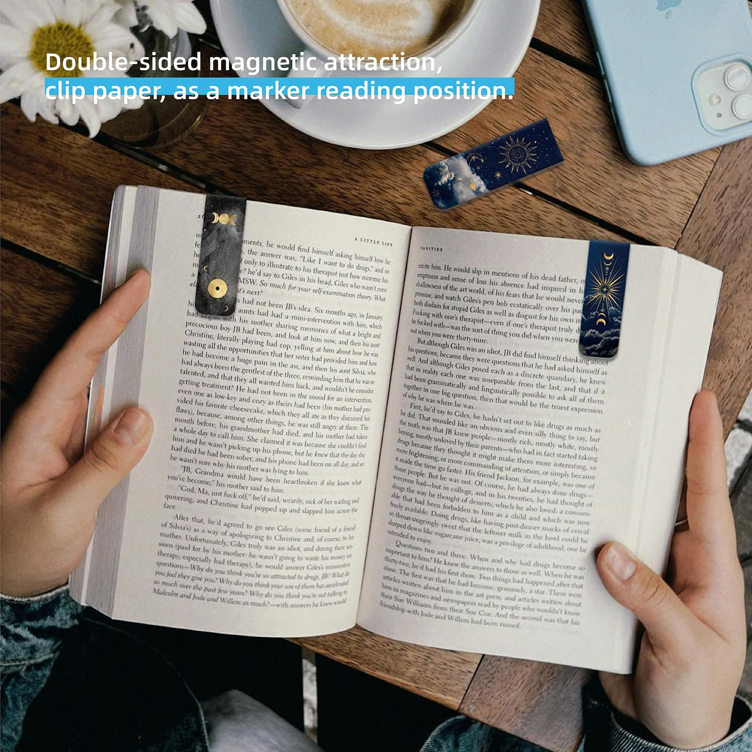 PQCLXUYA 12 Pcs Space Moon Magnetic Bookmarks,Magnet Page Markers for Book Lovers, Kids Teens Students Teachers Reading School Library Office Accessories 12 Styles (Space Moon) image number 5