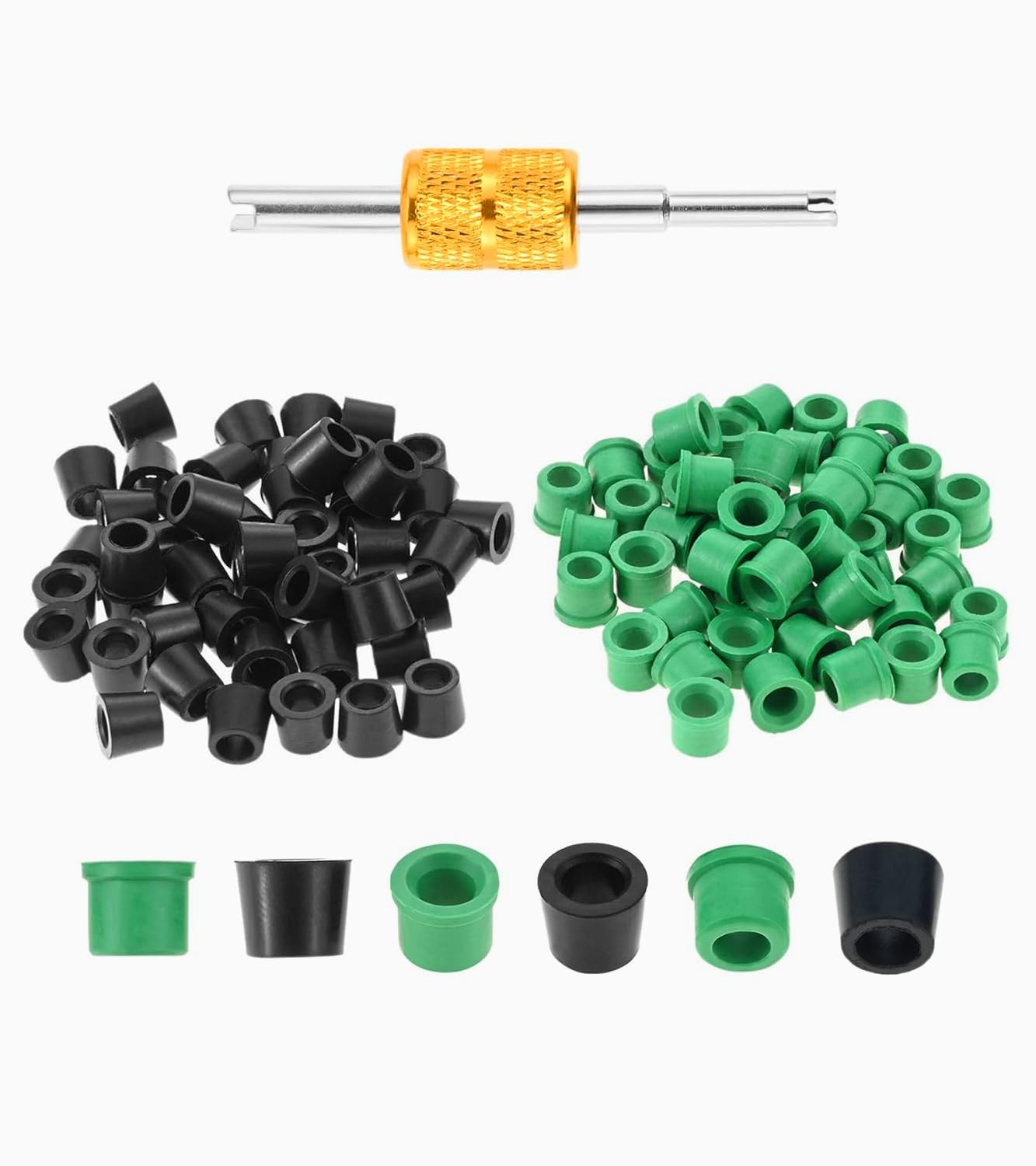 Mtsooning 100 PCS HVAC 1/4" Quick Coupler Charging Gaskets, O-Ring Rubber Seals Gaskets with Valve Core Remover Tool for Air Conditioning Refrigeration Charging Hose image number 3